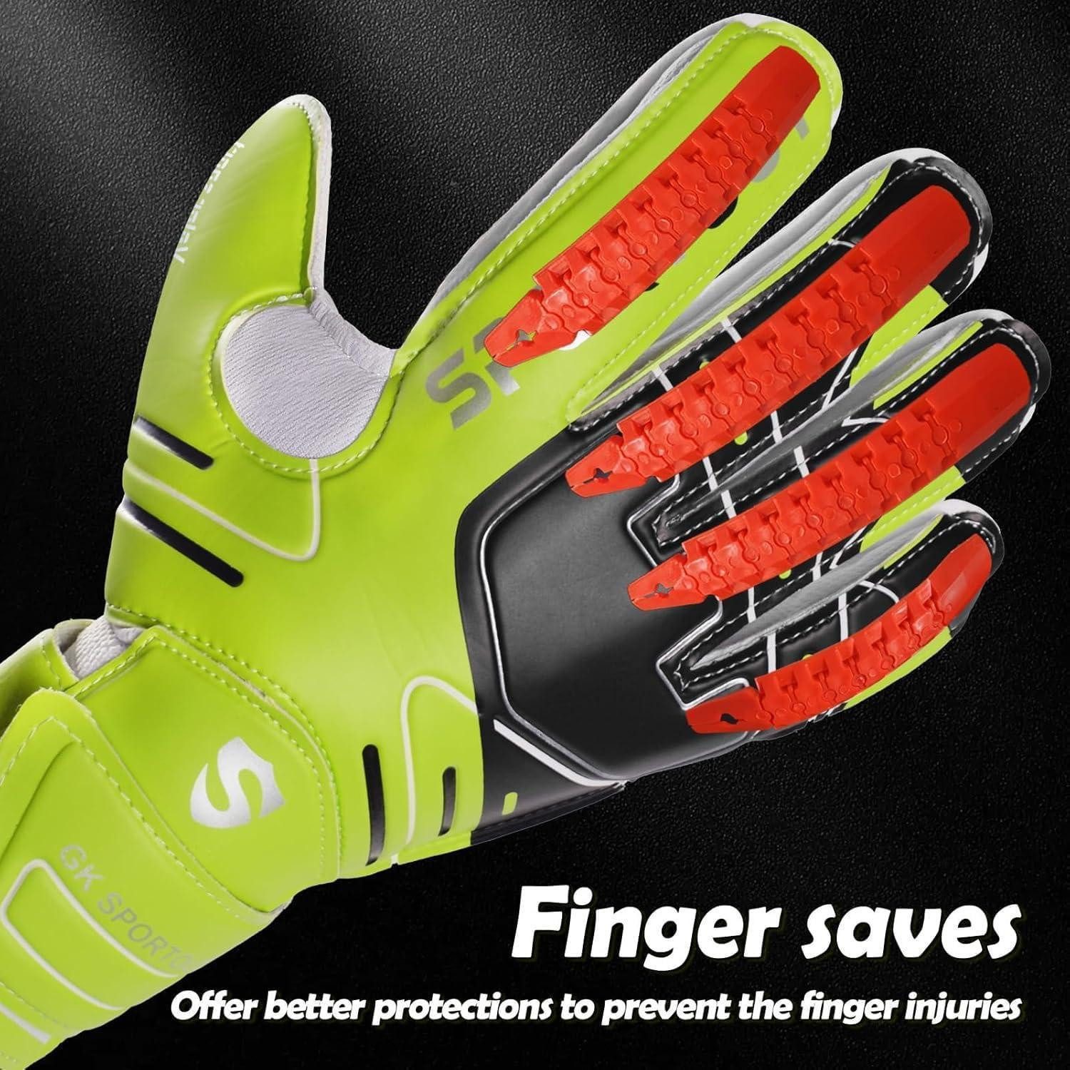 LuxusKollektion Torwarthandschuhe Torwarthandschuhe Fingersave 4mm Latex rutschfest Kinder Green 7