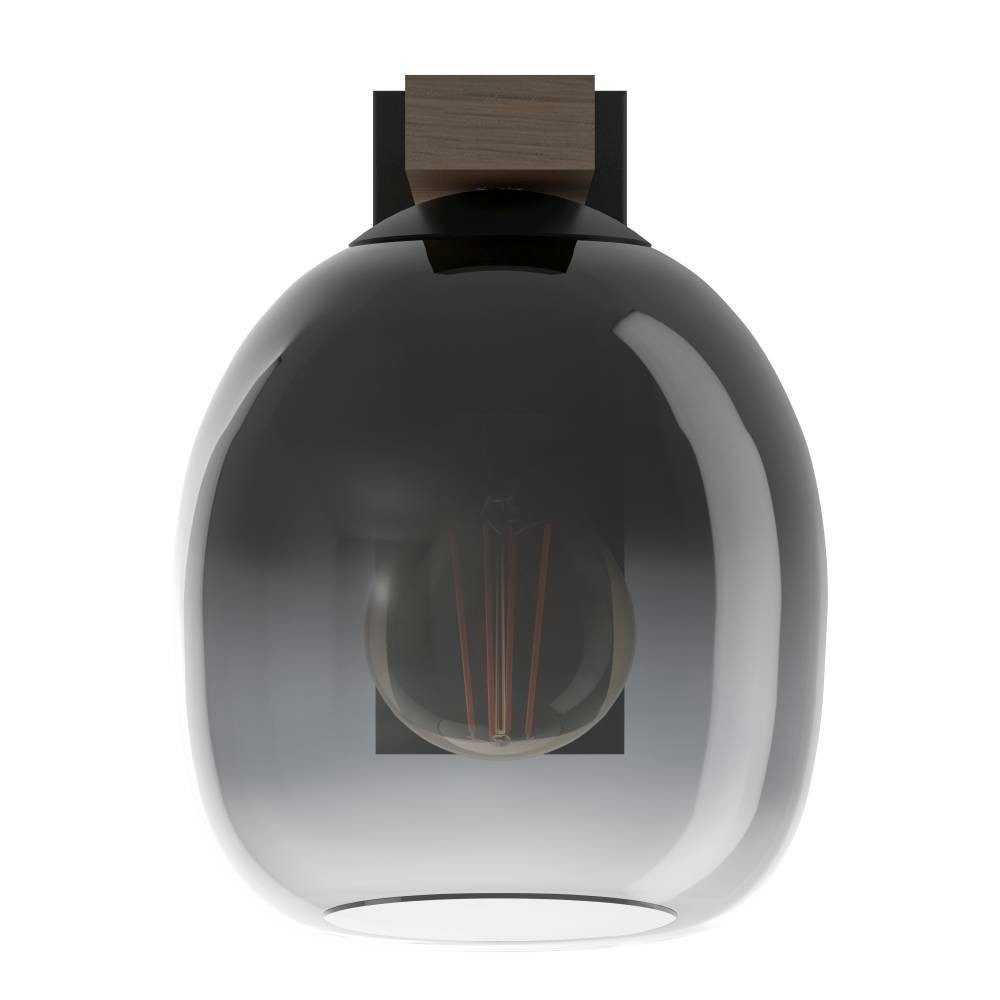 EGLO Wandleuchte FILAGO Wandlampe, Holz, Stahl und Glas, E27, Wohnzimmerlampe, Lampe, ohne Leuchtmittel, Wandleuchte, L14,5 x H20, braun, schwarz, 1X40W exkl.