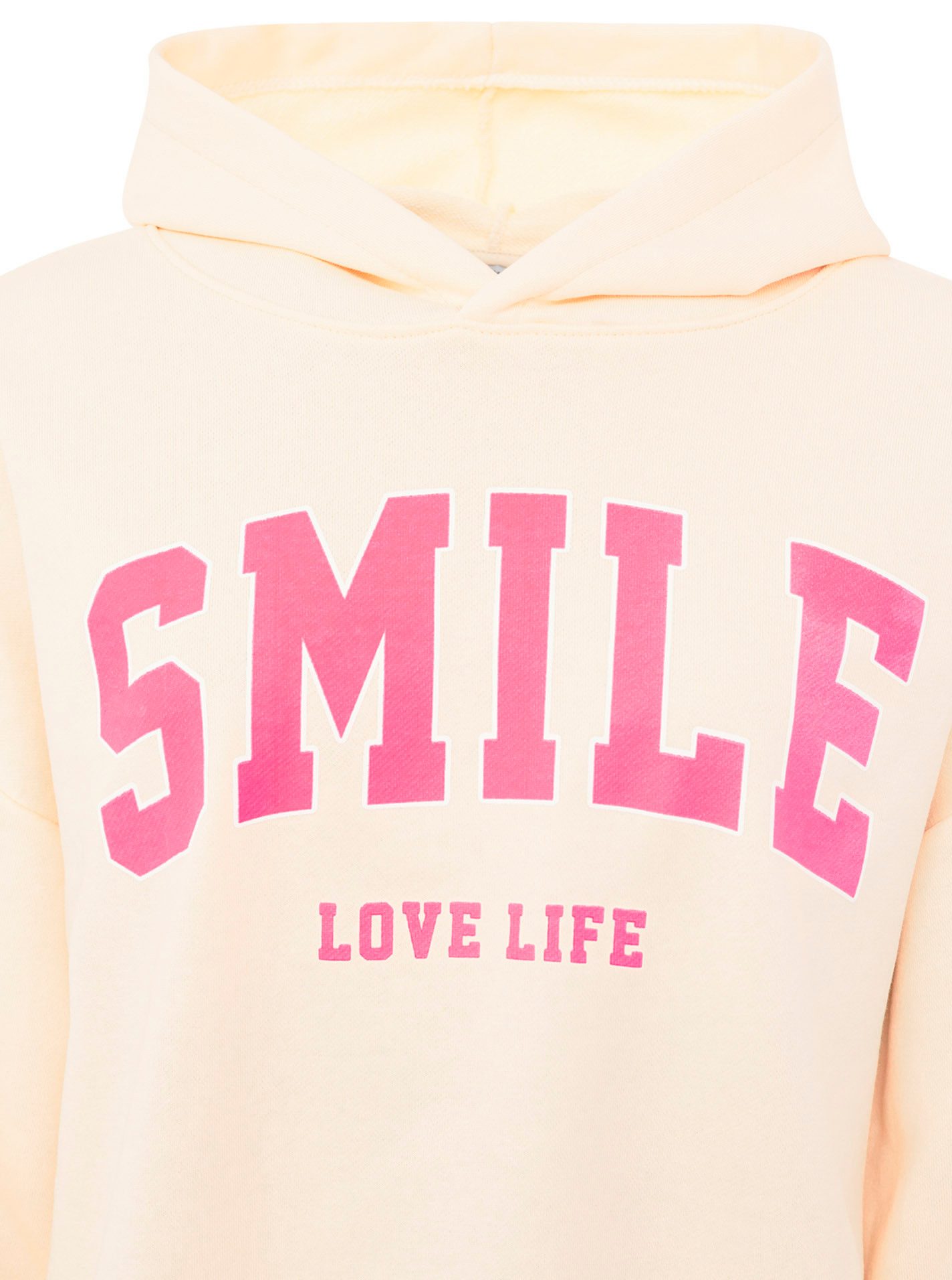 Zwillingsherz Hoodie "Smile" Kapuze, lange Ärmel, elastische Bündchen, großer Neon-Print – Bild 5 von 5