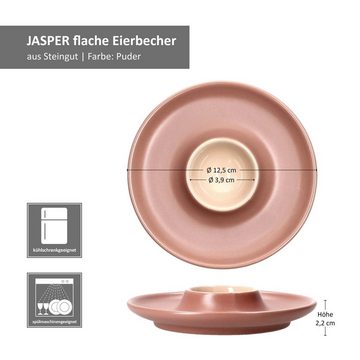 Ritzenhoff & Breker Eierbecher Ritzenhoff 6x Jasper Eierbecher mit Ablage Puder Steingut 6 Personen
