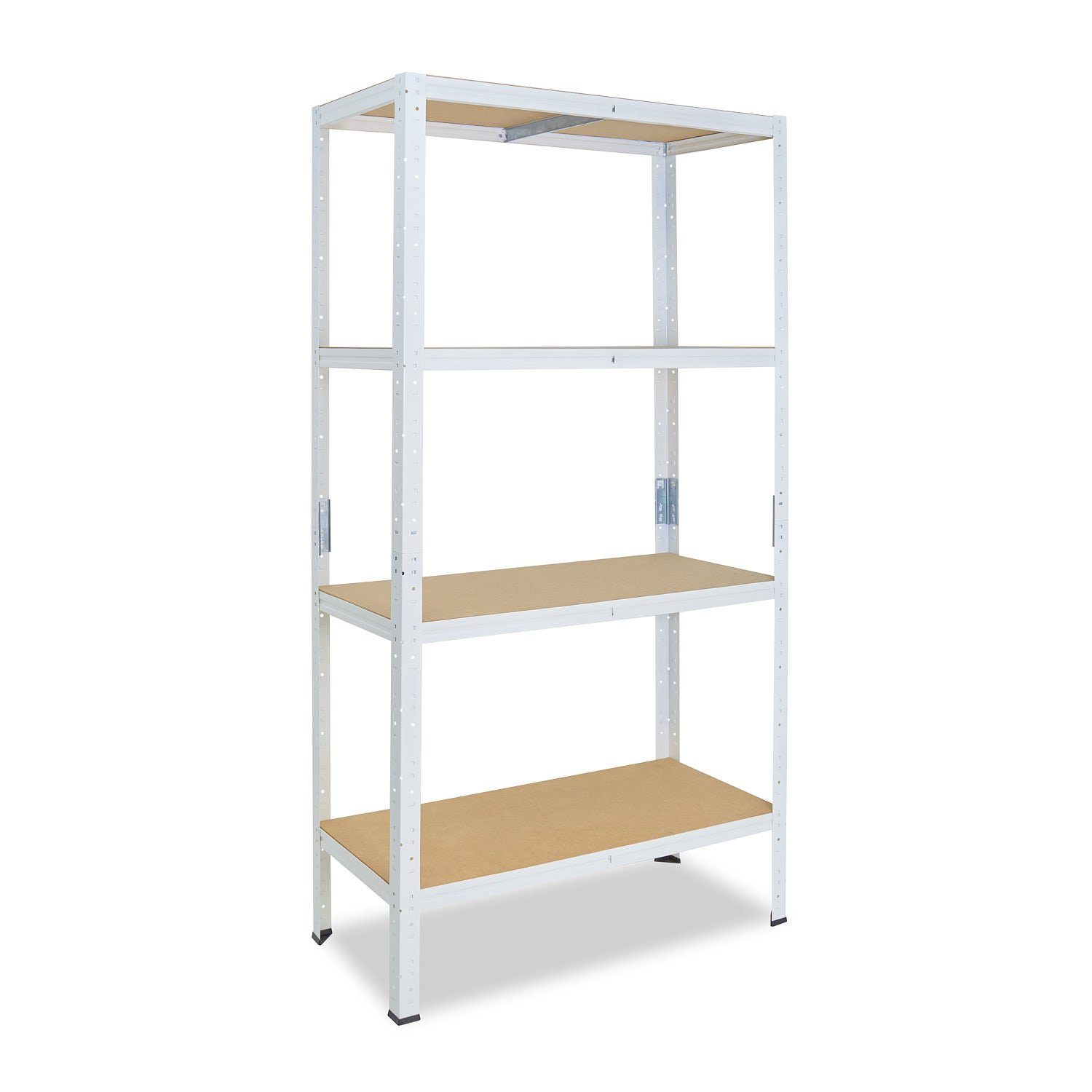 shelfplaza Schwerlastregal HOME, 180x120x60cm weiß, Metallregal mit 4 Böden, als Kellerregal, Garagenregal, Werkstattregal oder Lagerregal, Steckregal Metall mit 175kg Tragkraft