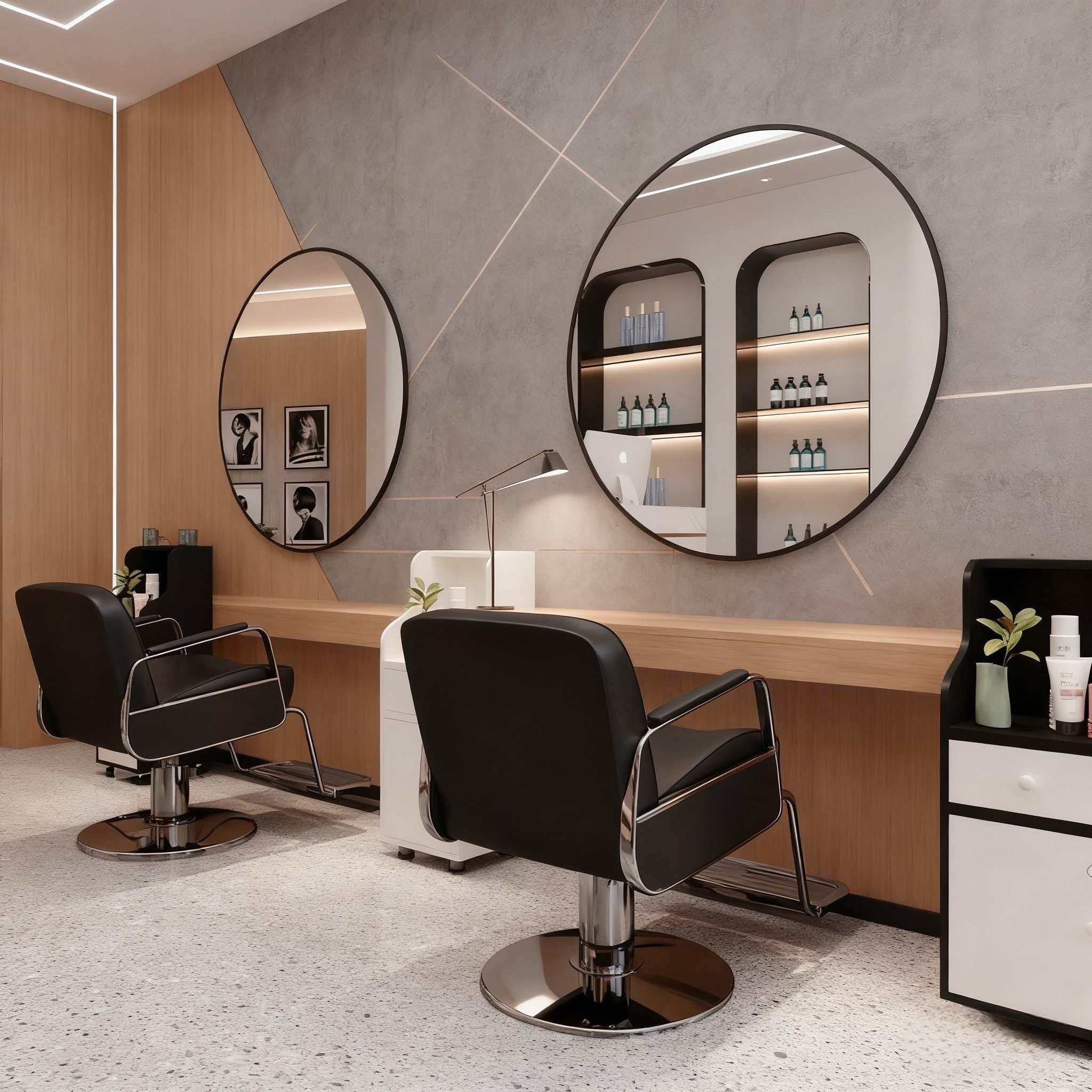 Spiegel Rund 100cm Friseurspiegel Modern für Salon Friseurladen Hotel