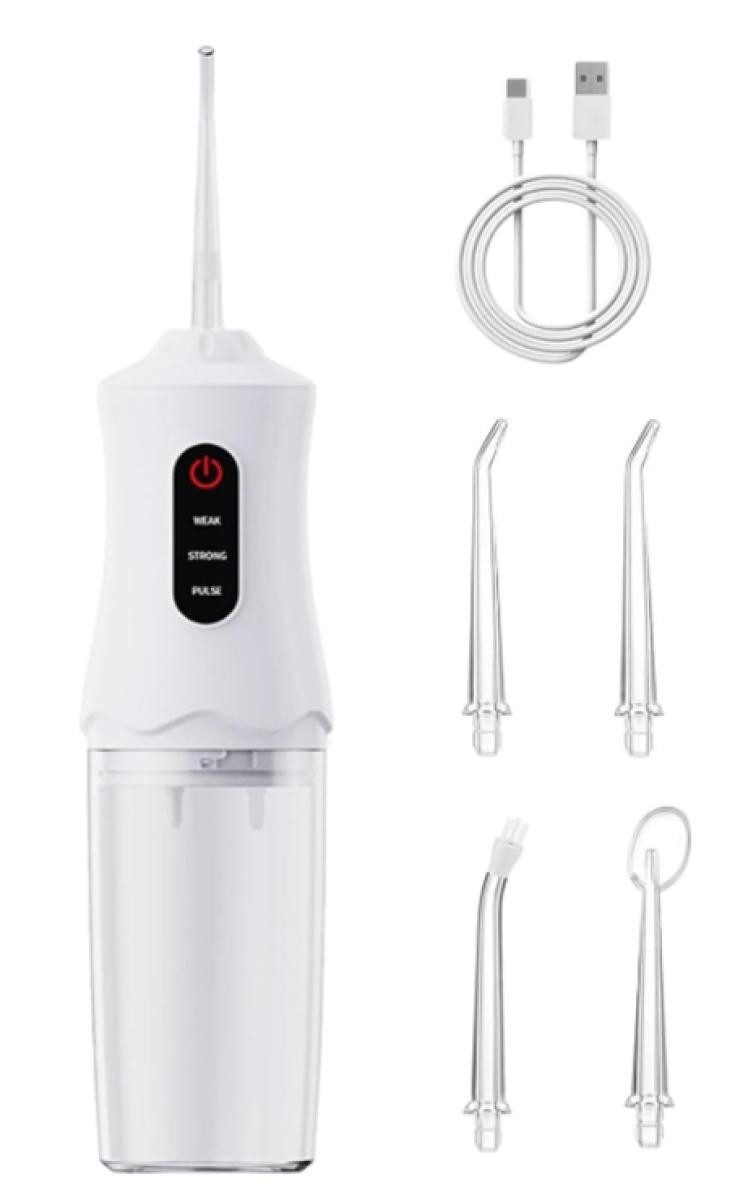FELIXLEO Munddusche Kabellose Munddusche 4 Düsen Ladekabel Tragbar Weiß