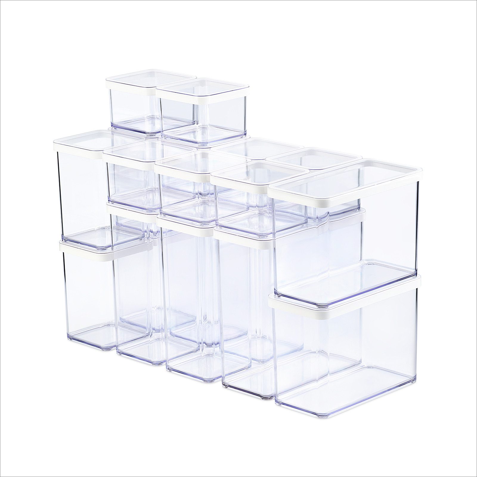 ROTHO Vorratsdose LOFT 19-tlg. luftdichte Lebensmittel-Aufbewahrung für Küchenschubladen, Kunststoff (PP), Dichtung aus Silikon, (Frischhaltedosen-Set in verschiedenen Größen, 19-teiliges Set), Platzsparend stapelbar, Perfekt für Küchenschubladen