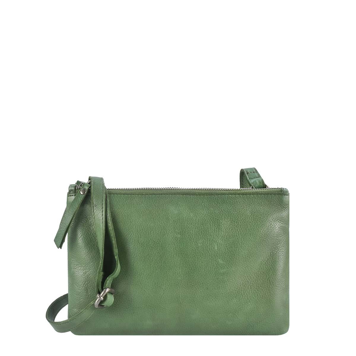 Greenburry Umhängetasche Soft Washed, Schultertasche 25x16cm mit 2 einzelnen Reißverschlussfächern