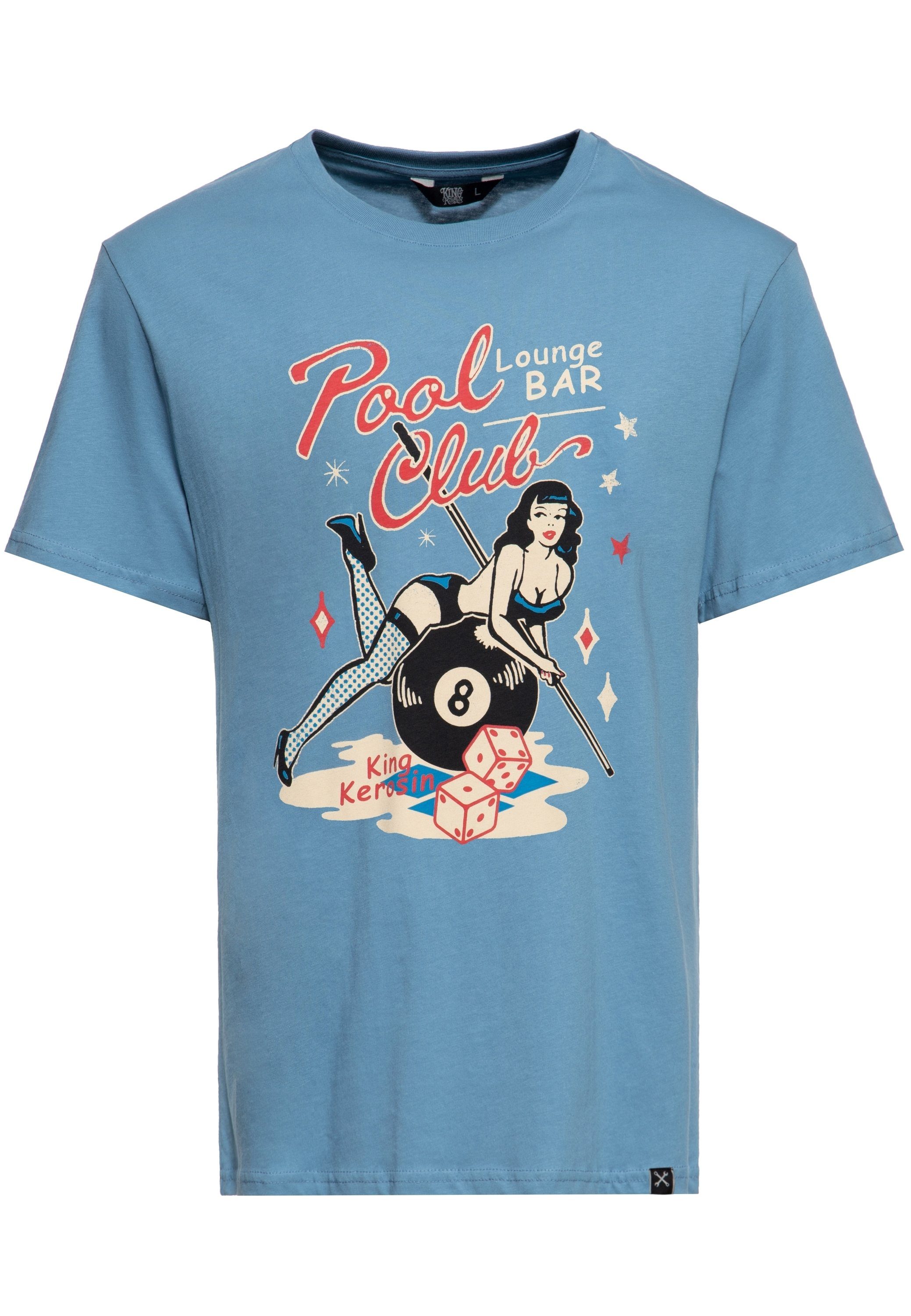 Pool blau Print-Shirt Pin-Up mit KingKerosin Artwork Club