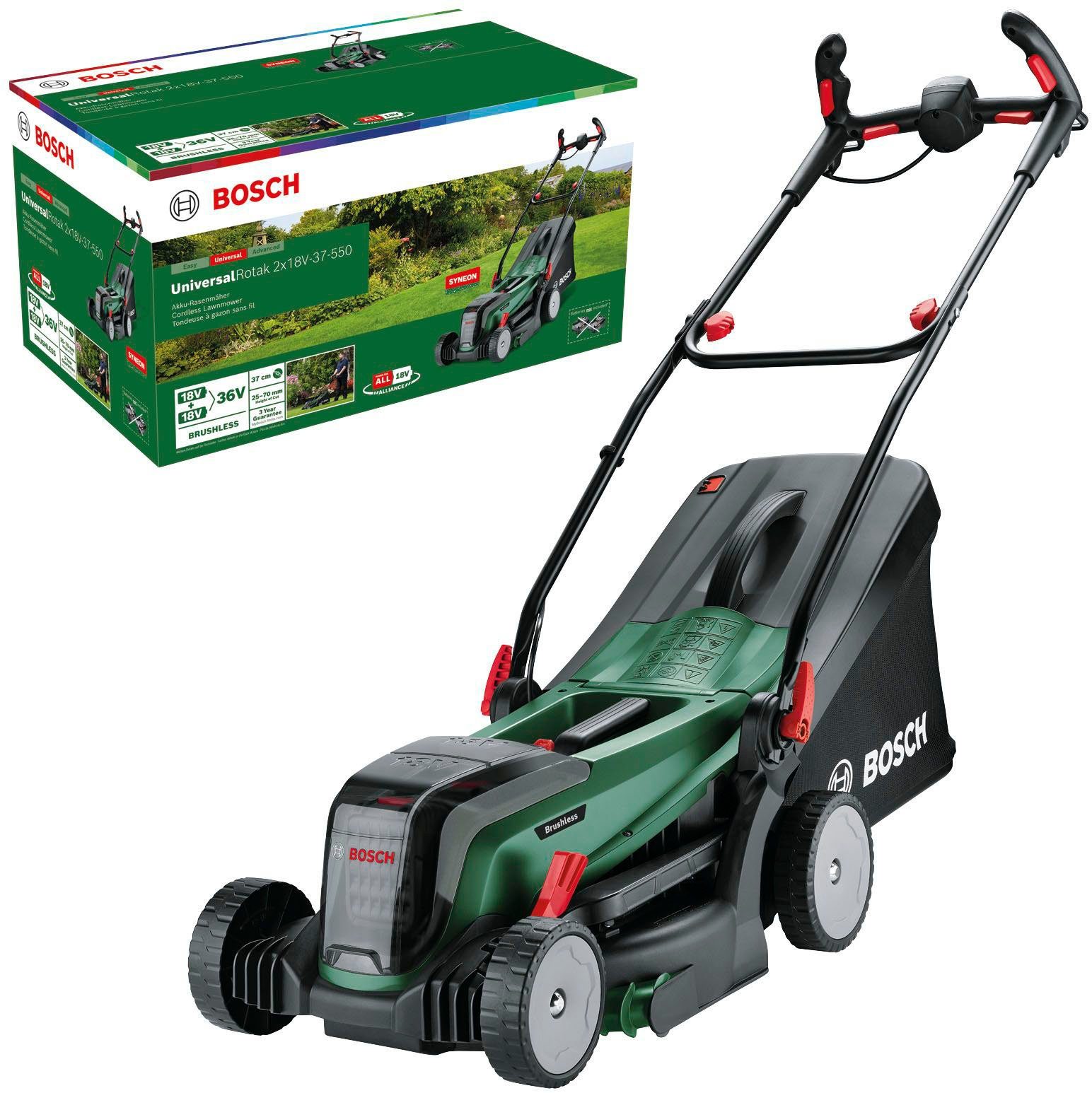 Bosch Home & Garden Akkurasenmäher UniversalRotak 2x18V-37-550, 37 cm Schnittbreite, ohne Akku und Ladegerät