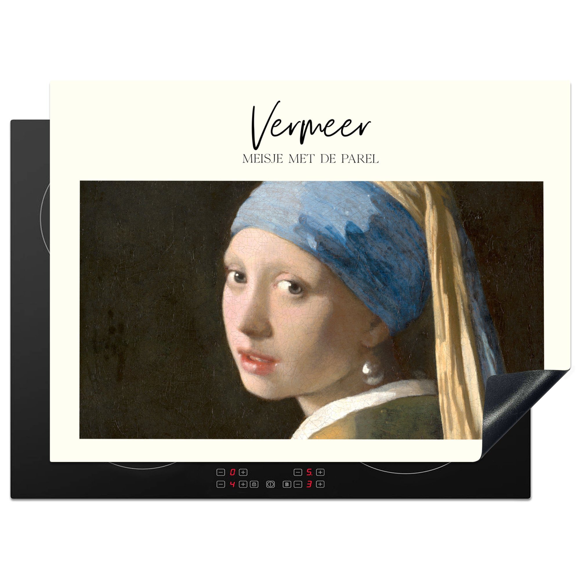 MuchoWow Herdblende-/Abdeckplatte Das Mädchen mit dem Perlenohrring - Vermeer - Alte Meister, Vinyl, (1 tlg), 70x52 cm, Mobile Arbeitsfläche nutzbar, Ceranfeldabdeckung