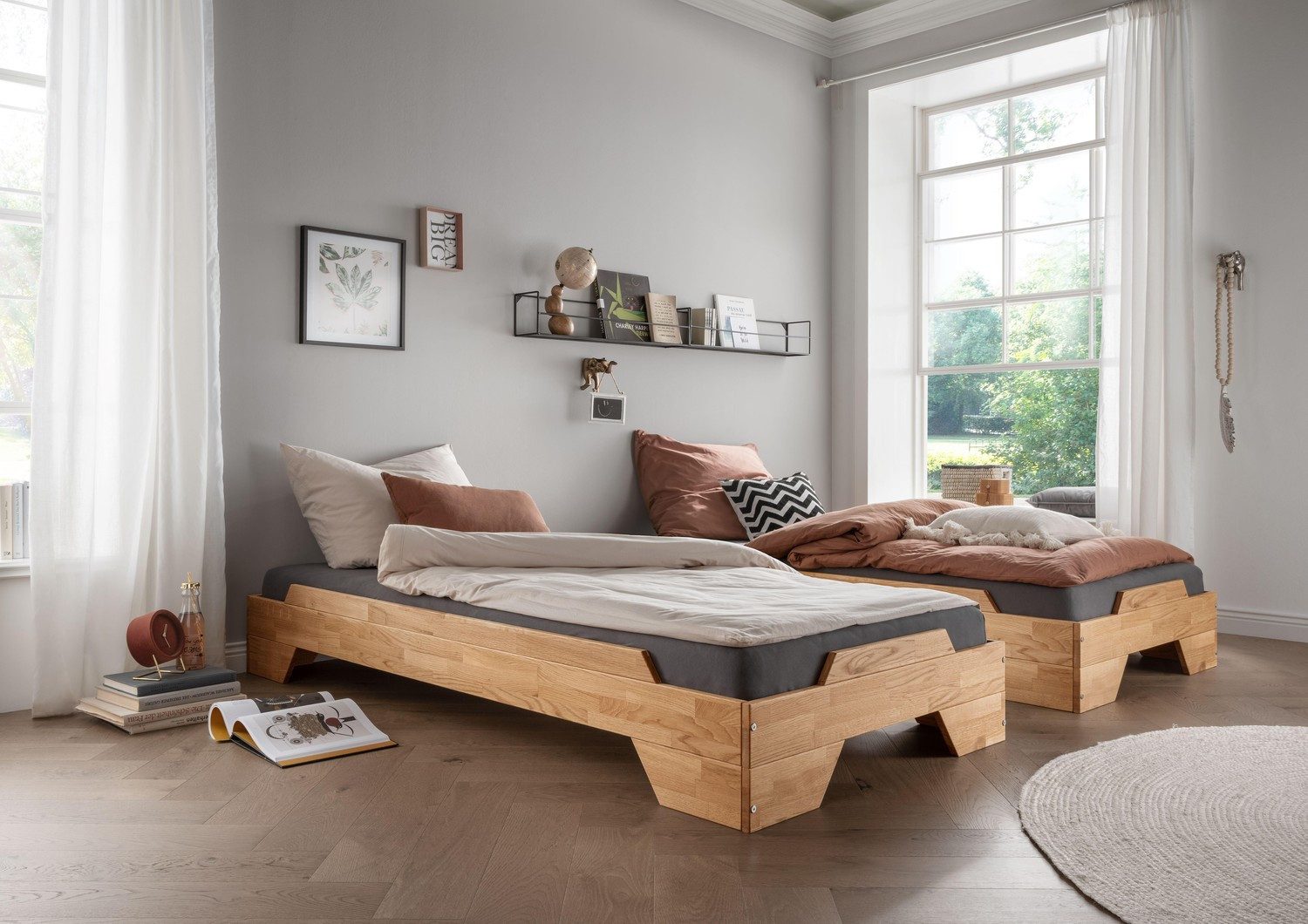 Einzelbett Denver2 Stapelbett Einzelbett 90 x 200 cm Wildeiche Natur