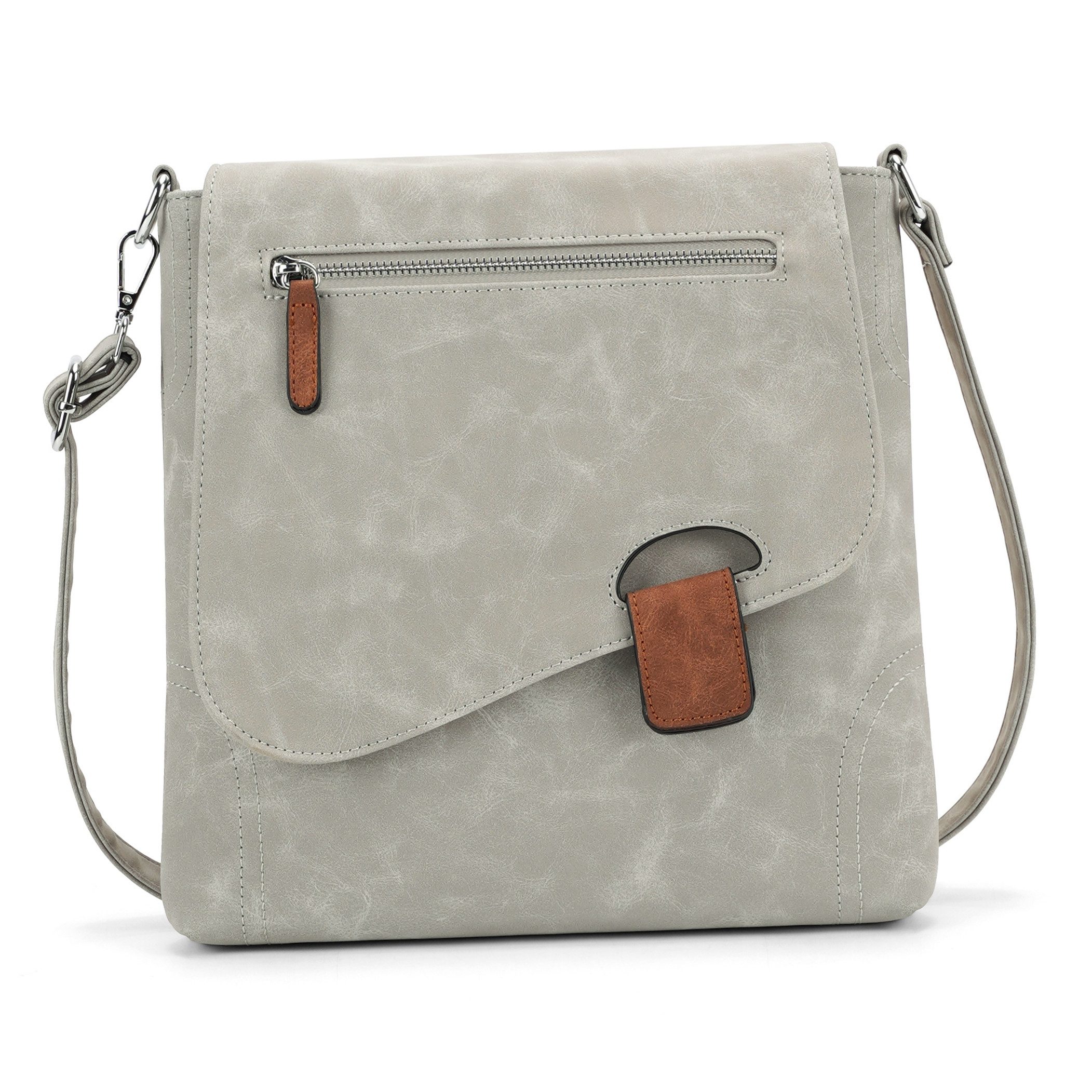 MIRROSI Schultertasche Damen Umhängetasche Leder-Optik, ca. 28 x 28 x 5 cm (verstellbaren Schulterriemen), Mittelgroße Tasche, Umhängetasche für jeden Anlass