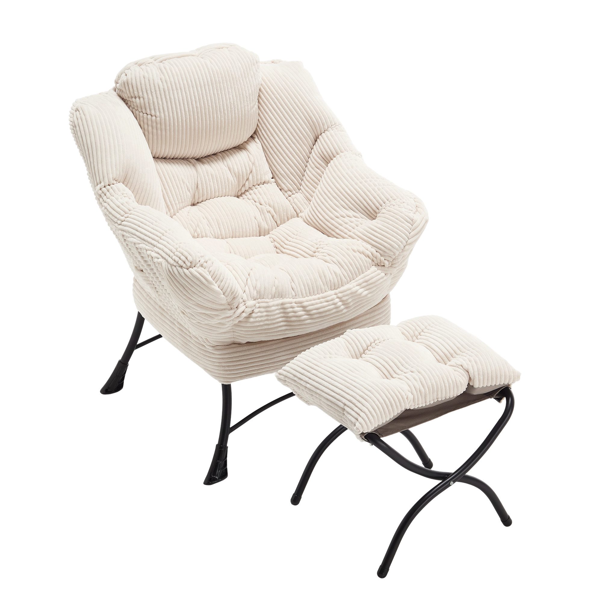 i@home Relaxsessel mit Hocker (Relaxsessel inkl. Hocker), mit Armlehnen und einer Seitentasche, grau