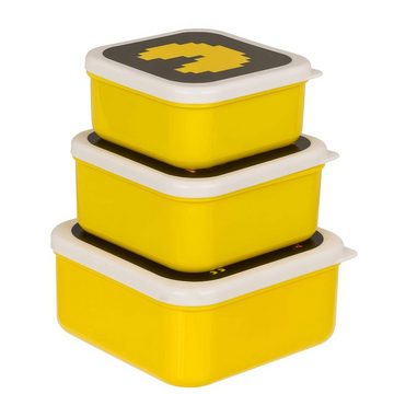 Out of the Blue Lunchbox 3er Set Pac-Man Lunchbox Brotdose Snackdose 3 in 1, Kunststoff, (6-tlg), 3 Größen, mit Deckel