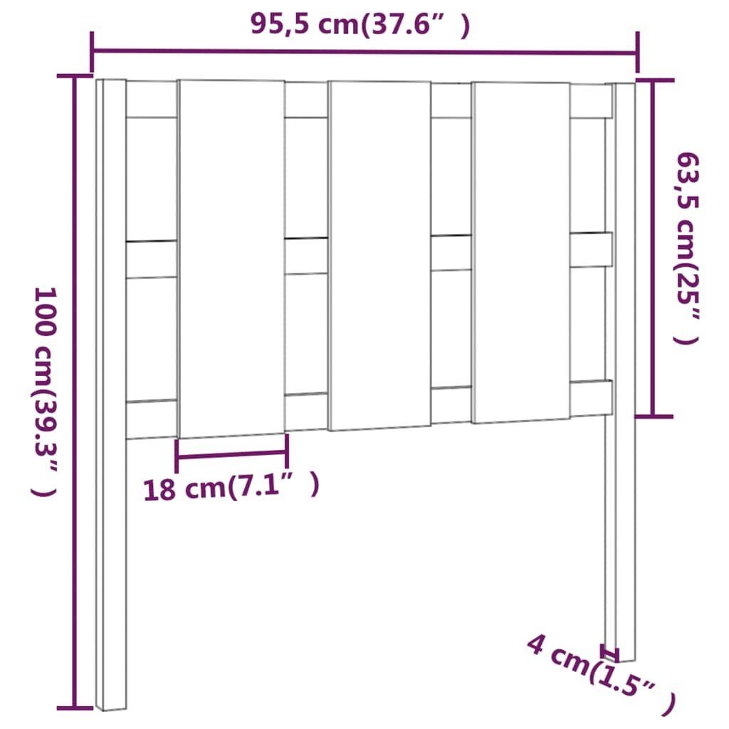 St) Kopfteil Massivholz cm (1 Kiefer, Kopfteil vidaXL 95,5x4x100 Grau