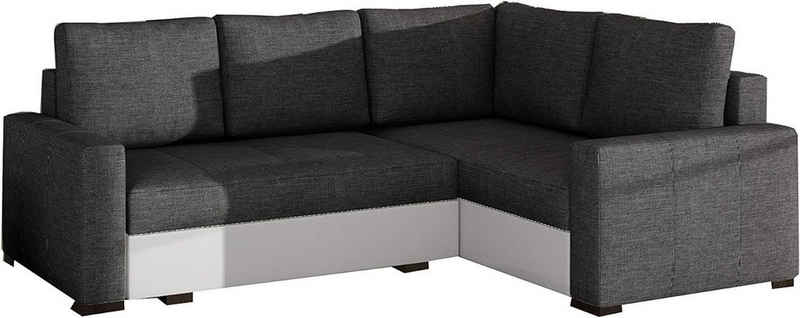 MOEBLO Ecksofa BRAS, Eckcouch Couch Sofa L-Form Polstergarnitur Wohnlandschaft Polstersofa mit Ottomane Couchgranitur, mit Bettkasen und Schlaffunktion, - (BxHxT): 235x90x162 cm