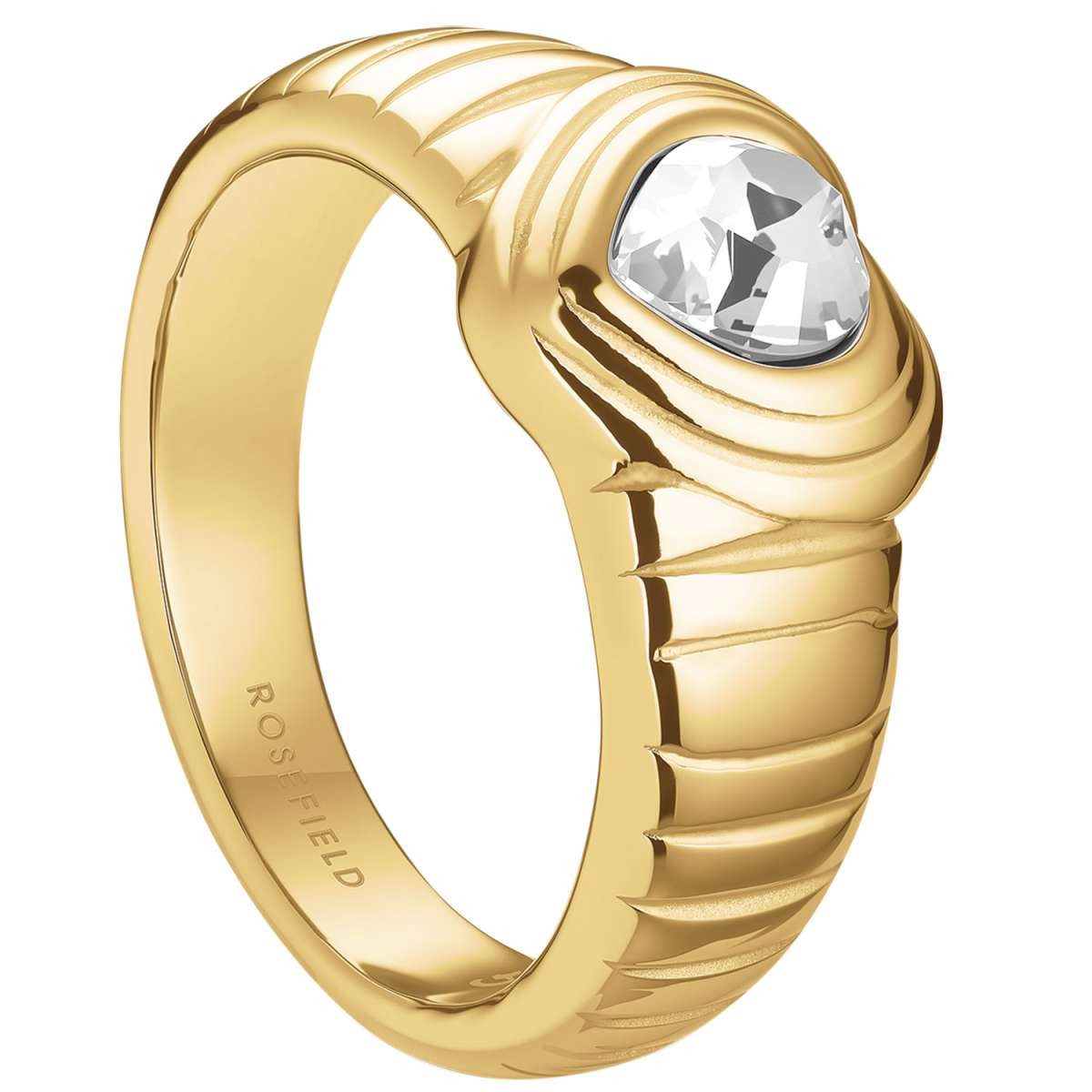 ROSEFIELD Fingerring JRWH, Damenring Herz Goldfarben Weißer Kristall