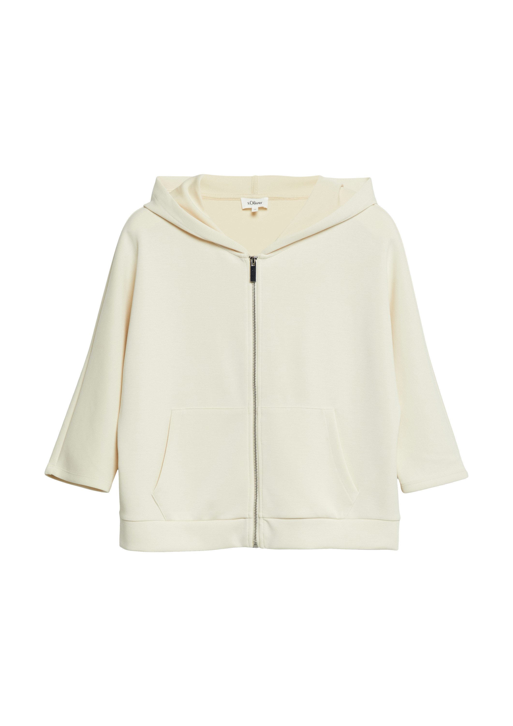 s.Oliver Sweatjacke Sweatshirt Jacke Sweatjacke aus Scuba mit weitem 3/4-Arm
