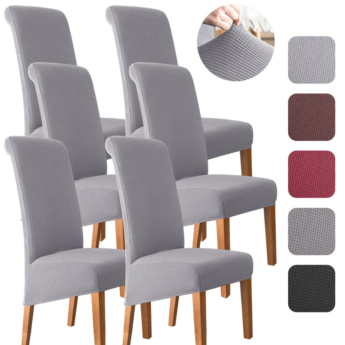 Simloveve Stuhlhusse Stretch Stuhlbezug 6er Set Stuhlhussen Waschbar elastische, Moderne M/L Husse Elasthan Stretchhusse Elastische Universal Waschbar