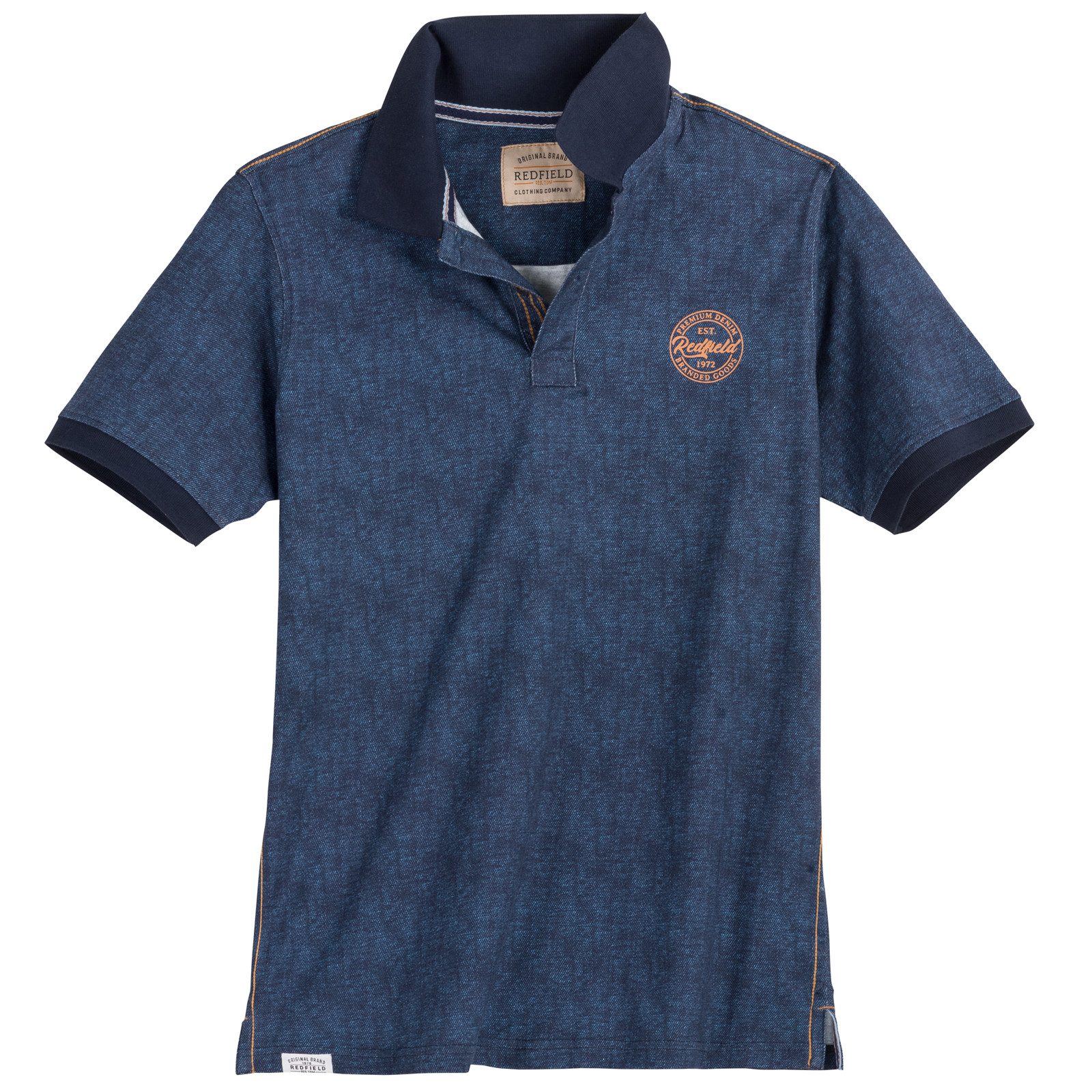 redfield Poloshirt Redfield Übergrößen Poloshirt Denim-Alloverprint günstig online kaufen