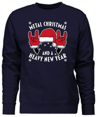 Shirtracer Sweatshirt Metal Christmas and a Heavy New Year - weiß (1-tlg) Weihachten Kleidung