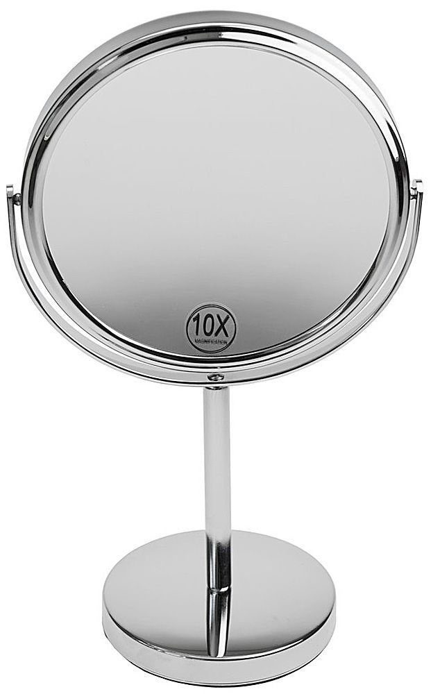 2 Vergrößerung, Kosmetik-Spiegel Metall, Spiegel Koskaderm 10-fach Spiegelflächen, mit Stand-Spiegel