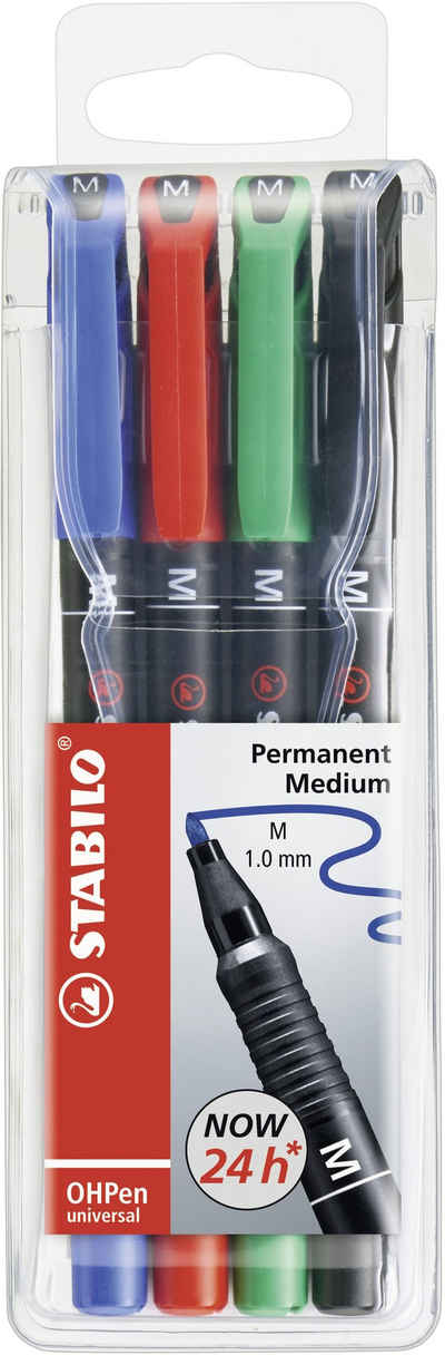 STABILO Tintenfeinschreiber STABILO Permanent-Marker OHPen universal, permanent 4er Etui