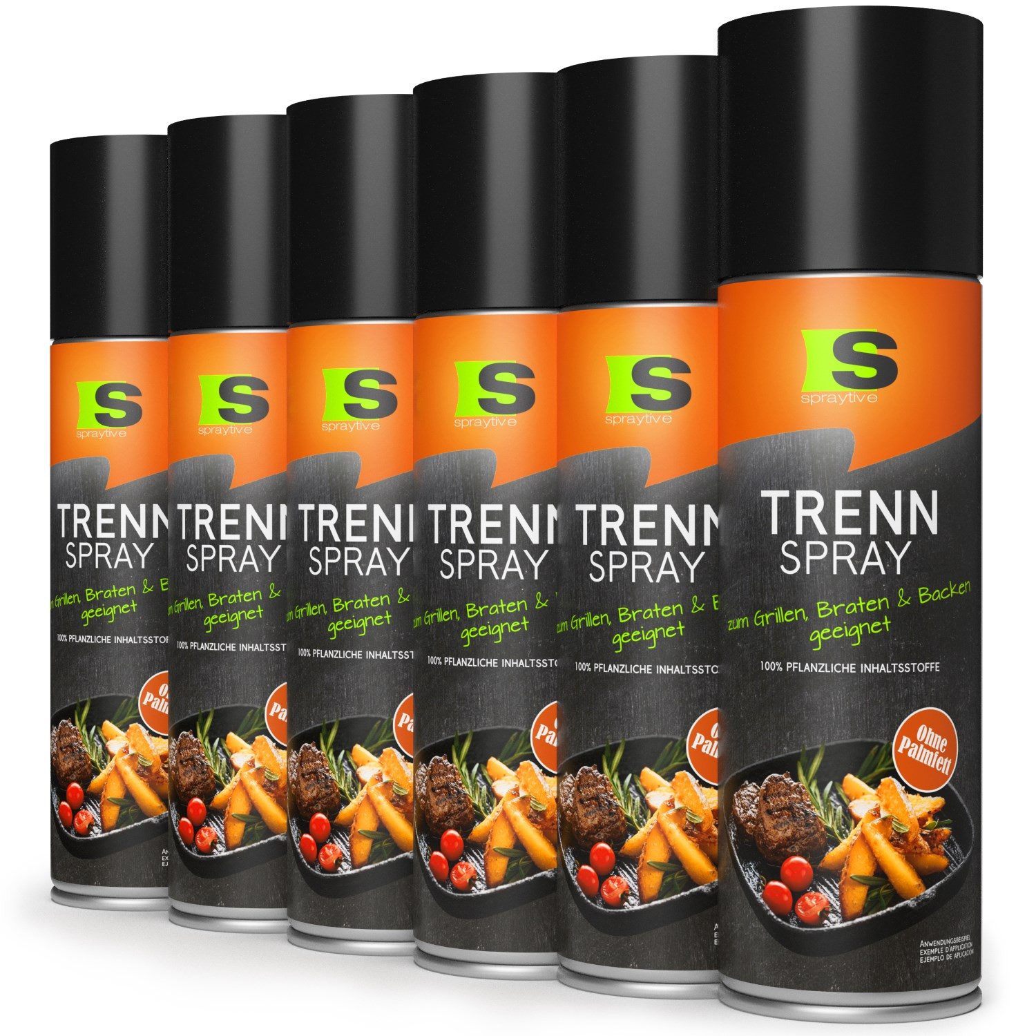 Spraytive Speiseöl 6x 400ml BBQ Trennspray - Antihaftspray zum Grillen, Braten & Backen, (Maxi-Sparset, 6x 400ml), Made in Germany
