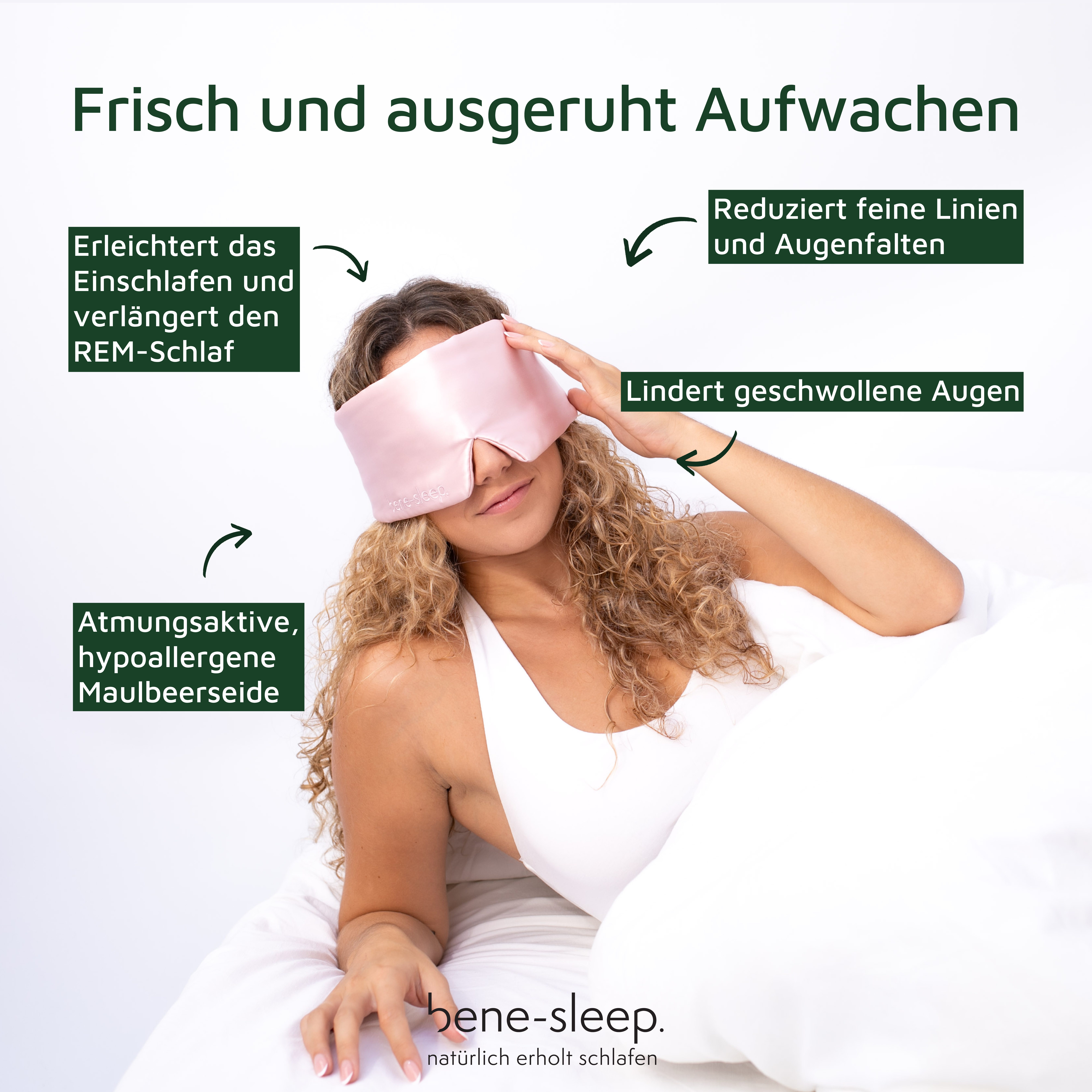 bene-sleep. Schlafmaske bene-sleep Premium Seidenschlafmaske – 100% verdunkelnd, Größenverstellbar