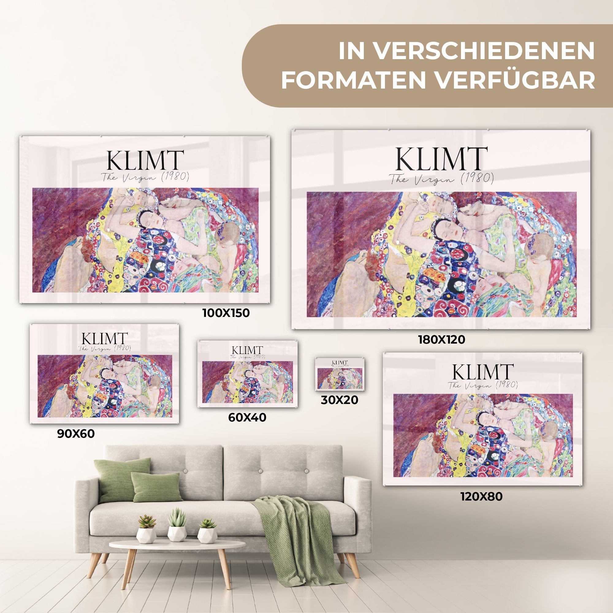 MuchoWow Acrylglasbild Kunst - Gustav Schlafzimmer Wohnzimmer Meister, Acrylglasbilder - Alte Klimt & (1 St)