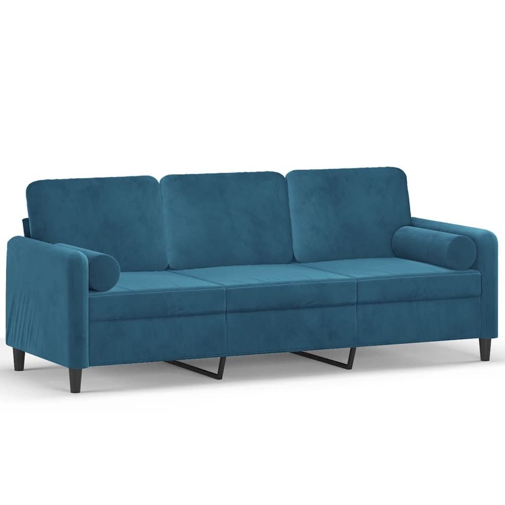 vidaXL Sofa 3-Sitzer-Sofa mit Zierkissen Blau günstig online kaufen