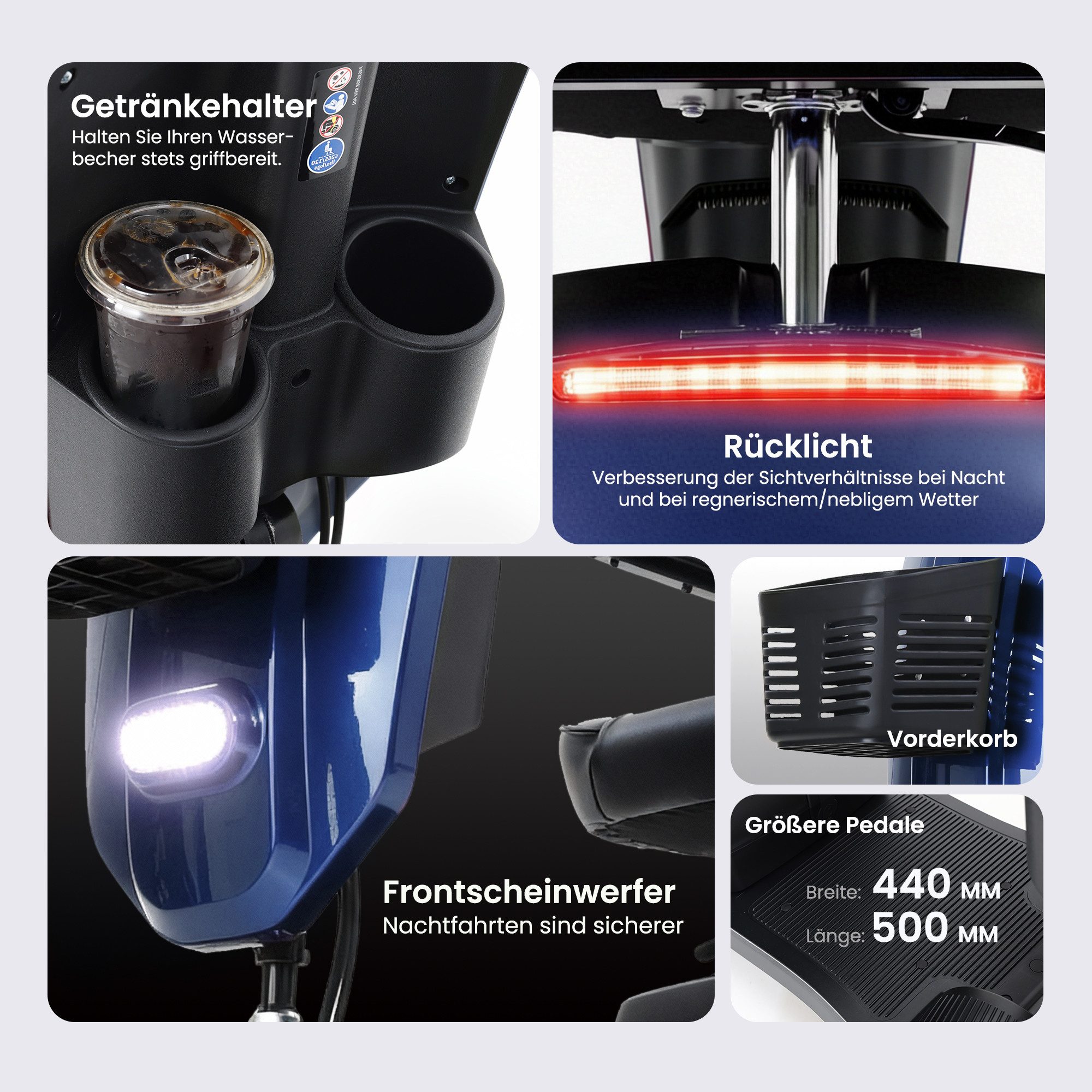 LVHOM Elektromobil 4-Rad-Scooter, faltbar, 30km Reichweite, 300W, 945MM, 136kg Tragkraft, 300 W, (360°-Drehsitz mit Kopfstütze, verstellbare Armlehnen, Integrie – Bild 4 von 5