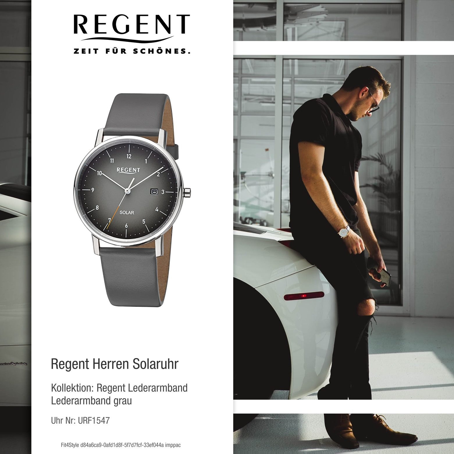 Regent Solaruhr Regent Herren Solaruhr Analog Lederarmband, (Solaruhr), Herren Solaruhr rund, extra groß (ca. 39mm), Lederarmband