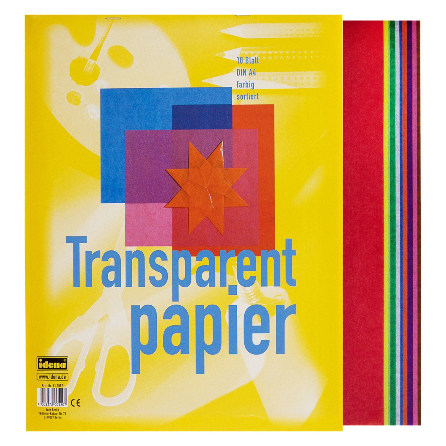 Idena Transparentpapier Idena Transparentpap. A4 farbig Blatt 10 sortiert