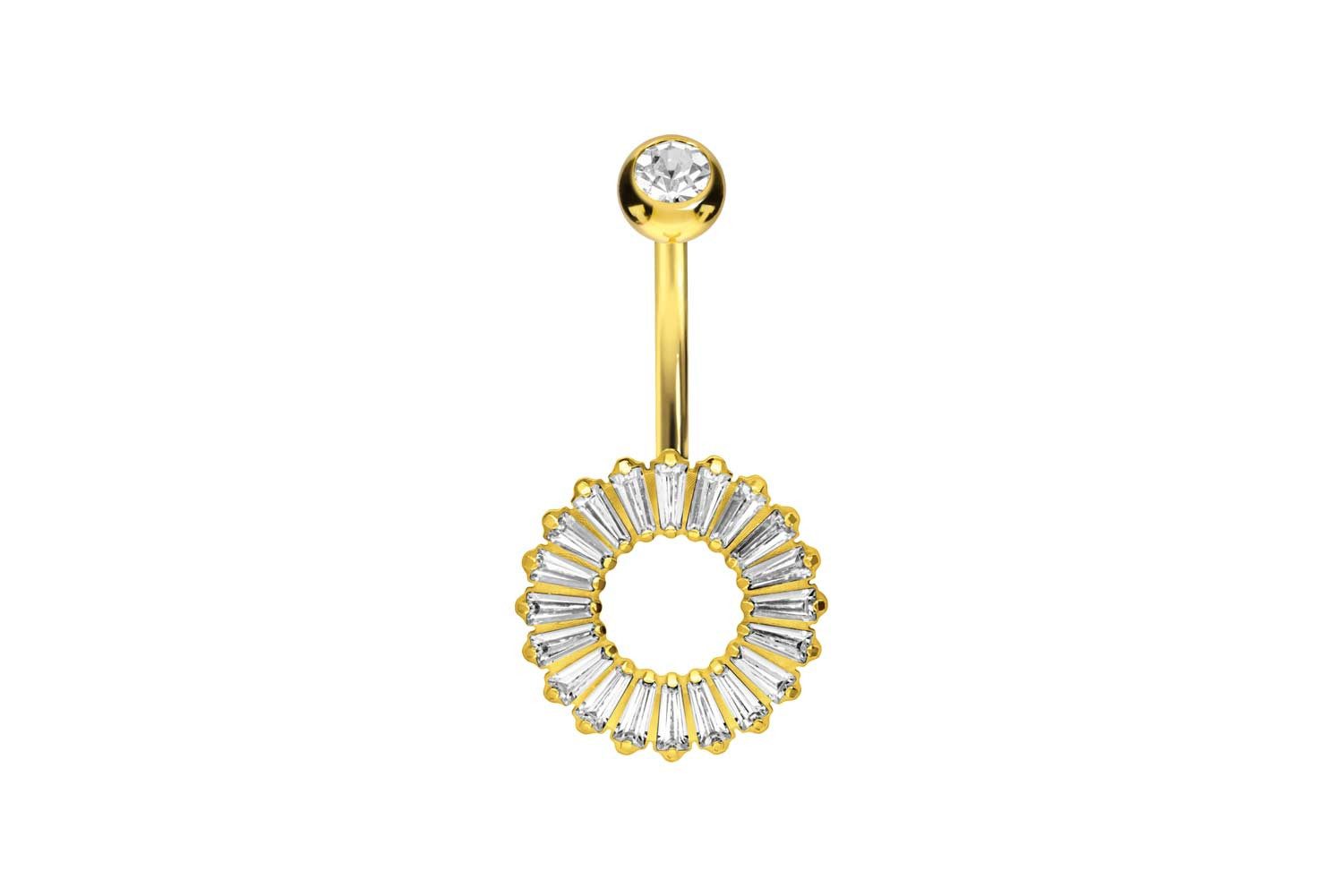 Bauchnabelpiercing Titan Bananabell mit Innengewinde KRISTALLKREIS
