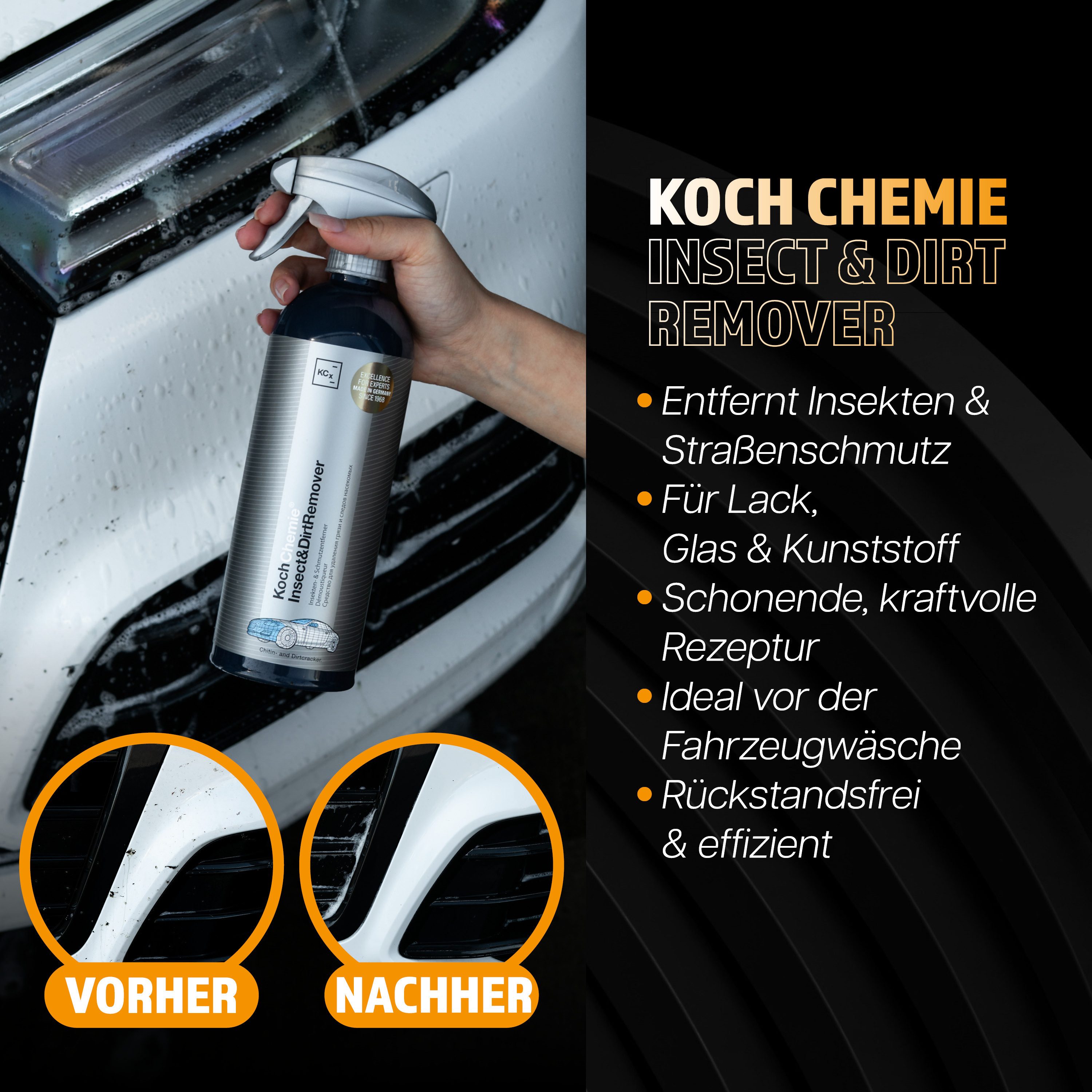 detailmate Reinigungs-Set Koch Chemie Auto Wascheimer Reinigungs-Set, (Set, 10-St., Auto Wasch- und Reinigungsset), Auto Außenreinigungsset, NanoMagicShampoo, InsectDirtRemover, GSF