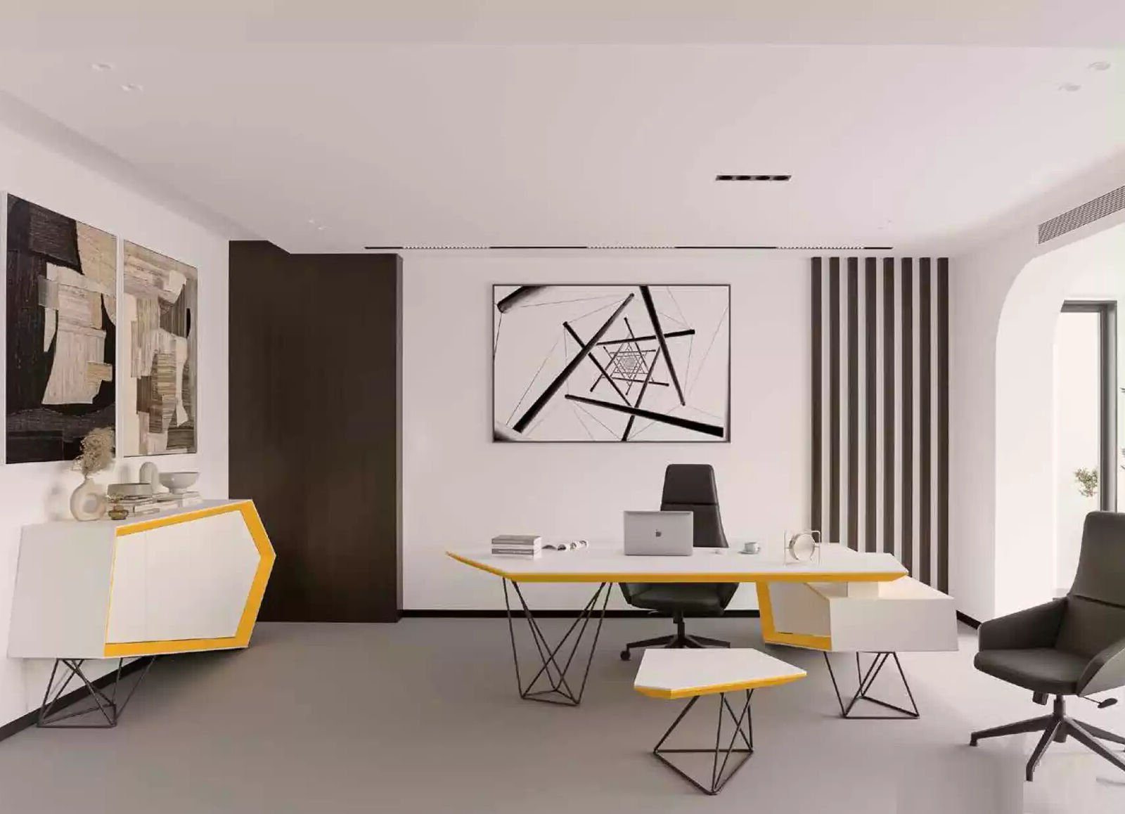 Büromöbel-Set Arbeitsraum Büro Eckschreibtisch Sofatisch Sideboard zeitgemäß