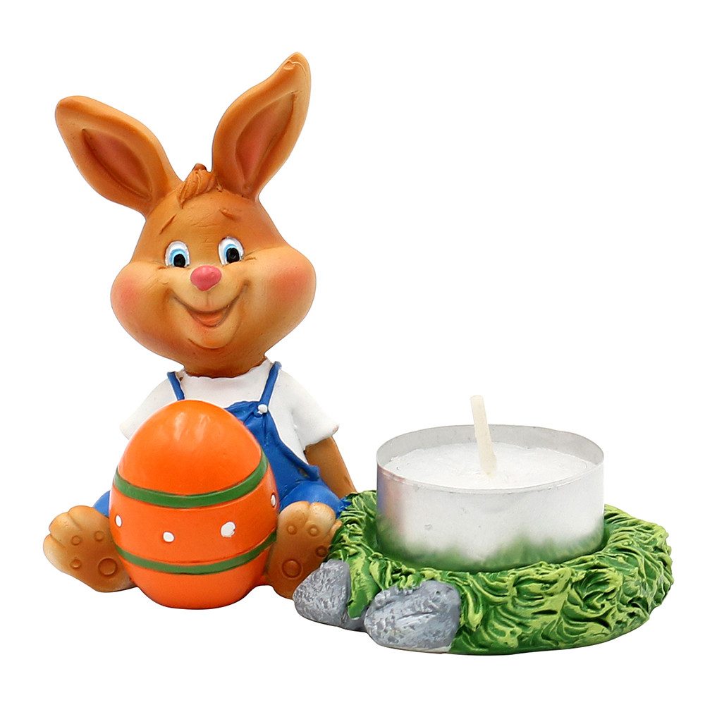 Dekohelden24 Osterfigur Osterhasen in verschiedenen Varianten (1 St), Fröhliche Hasen mit Ei, niedliches Design, ideal für Osterdekoration