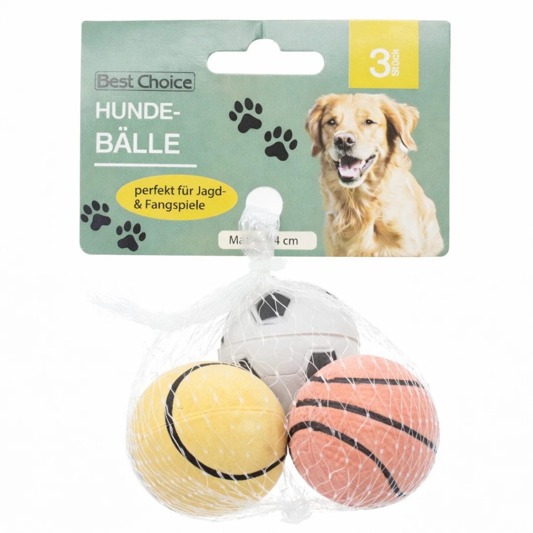 OSMA Werm Bällebad-Bälle 3x Hundebälle Gummi Ø 4 cm Hundespielzeug Kauspielzeug Ball Set (3-St)