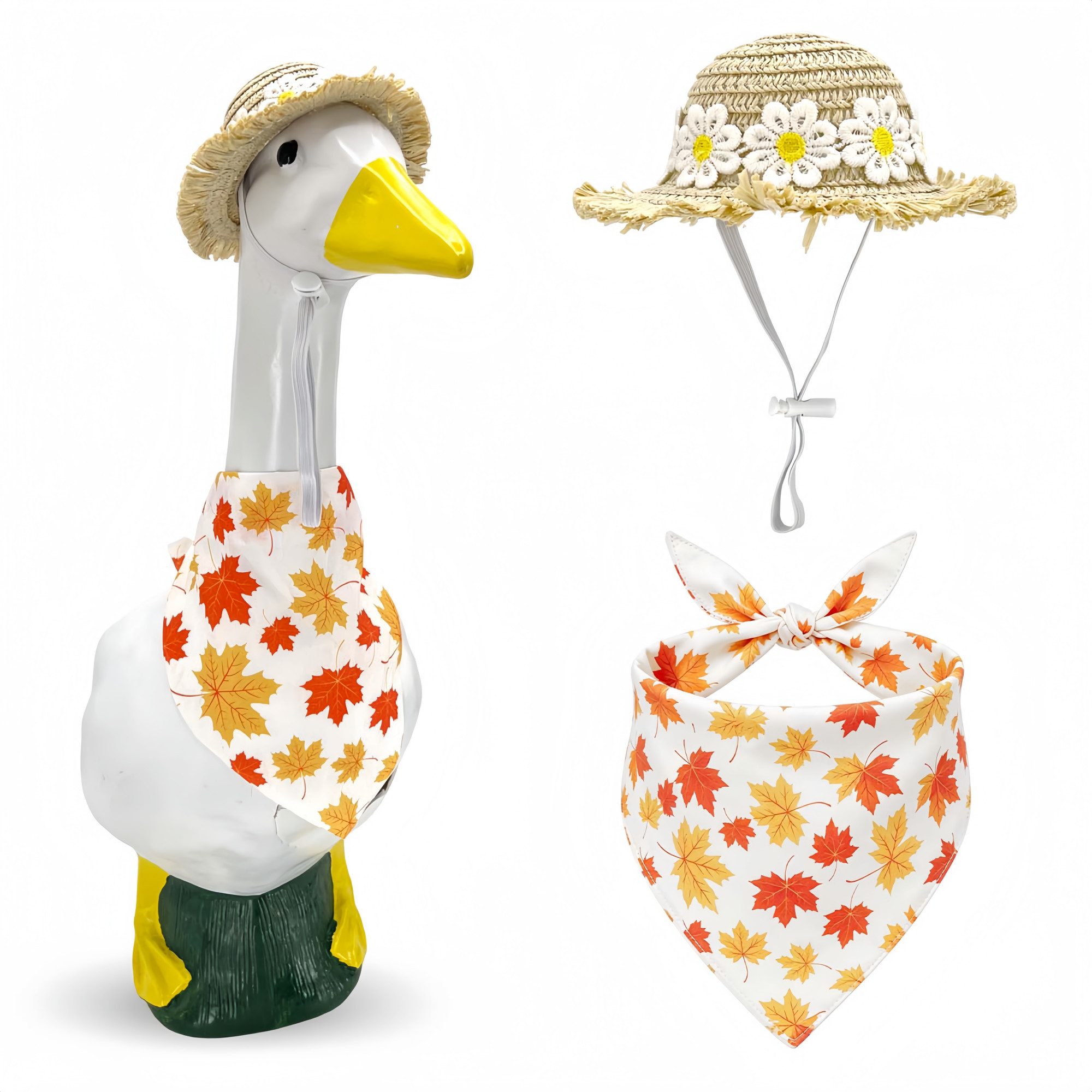 FOUORTUNATE-BEE Hundekostüm Herbstliches Haustier-Set mit Ahornblatt-Halstuch, 2er Set, Kreatives Herbst-Outfit für Haustiere mit Ahornblatt-Design