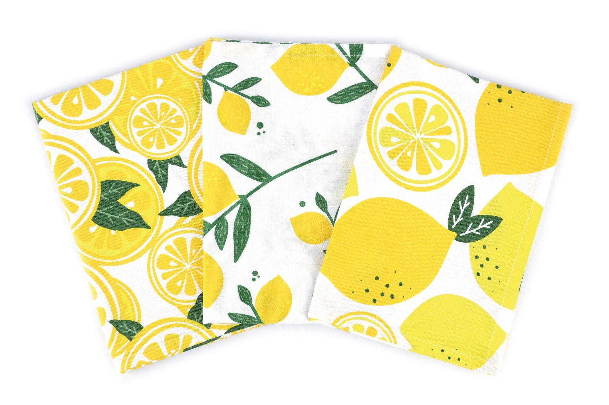 El Puente Geschirrtuch Geschirrtücher "Lemon Life", 3er-Set, Handmade, (3), Handmade