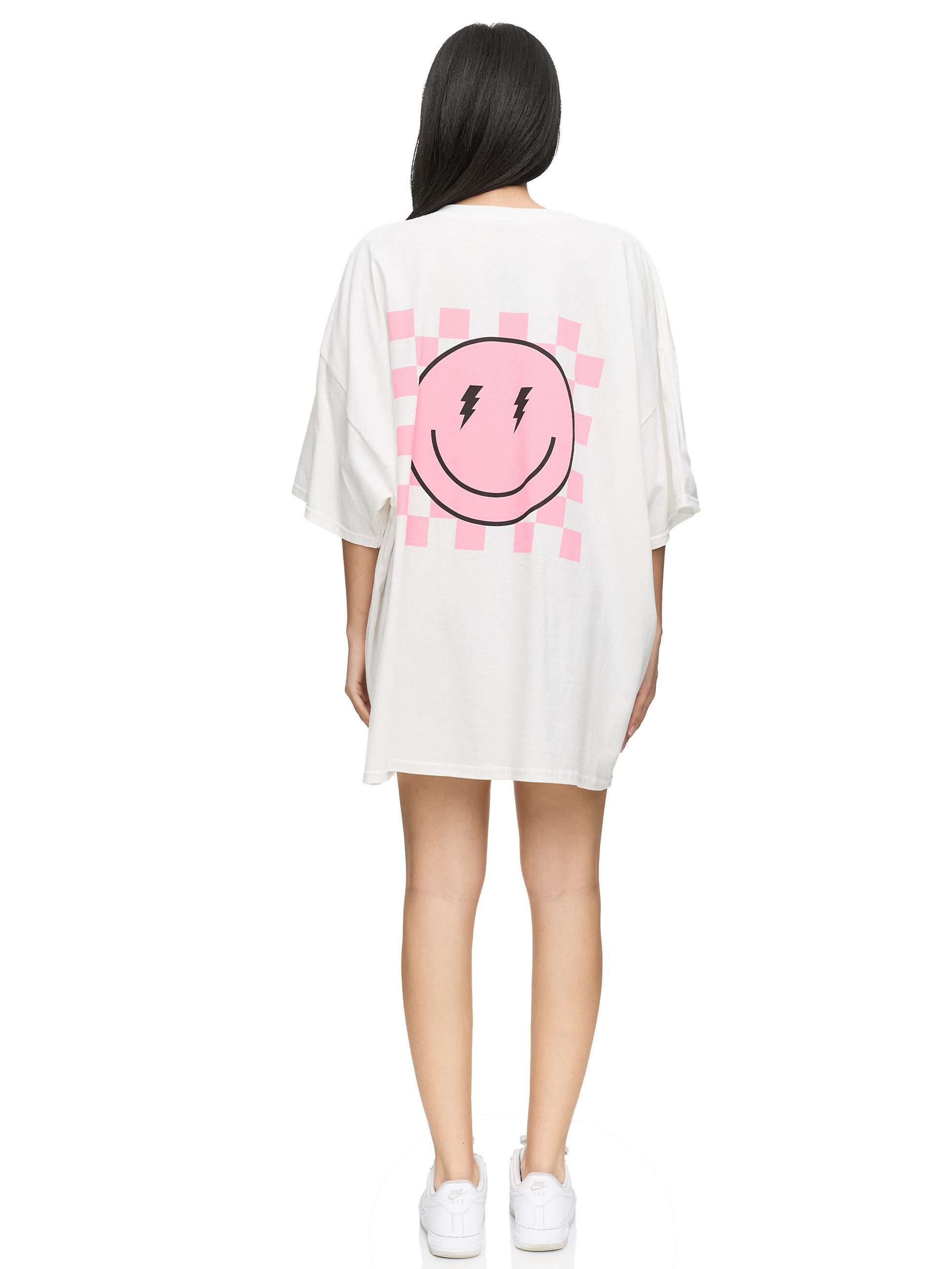 Worldclassca T-Shirt Worldclassca Oversized Print SMILE HAPPY T-Shirt Sommer Oberteil