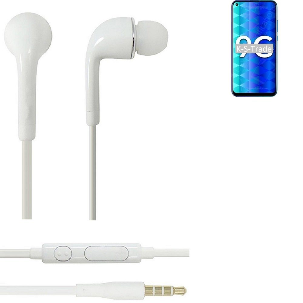 K-S-Trade für Huawei Honor 9C In-Ear-Kopfhörer (Kopfhörer Headset mit Mikrofon u Lautstärkeregler weiß 3,5mm)