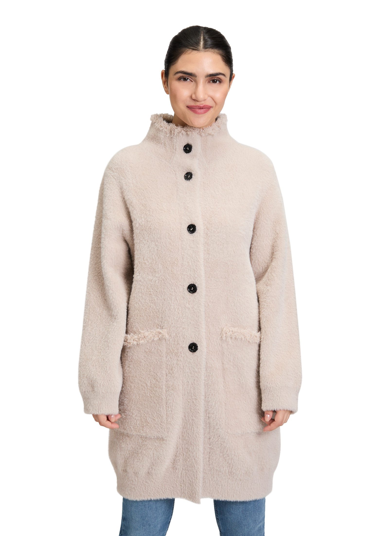 Amber & June Strickjacke Damen Winter-Strickjacke mit aufgesetzter Brusttas günstig online kaufen