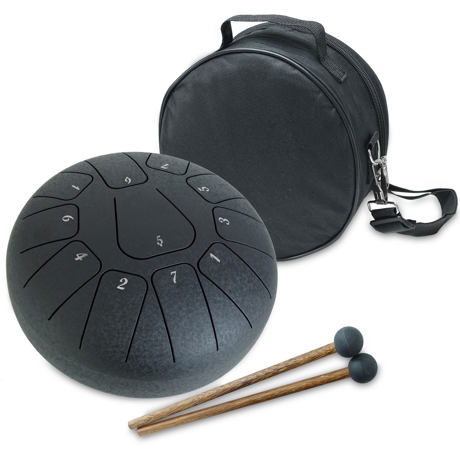 keepdrum Trommel keepdrum Zungentrommel TD8BK-F Tongue Drum 11 Töne Schwarz F-Dur,Set, Tongue Drum, 2 Schlägel, Tasche