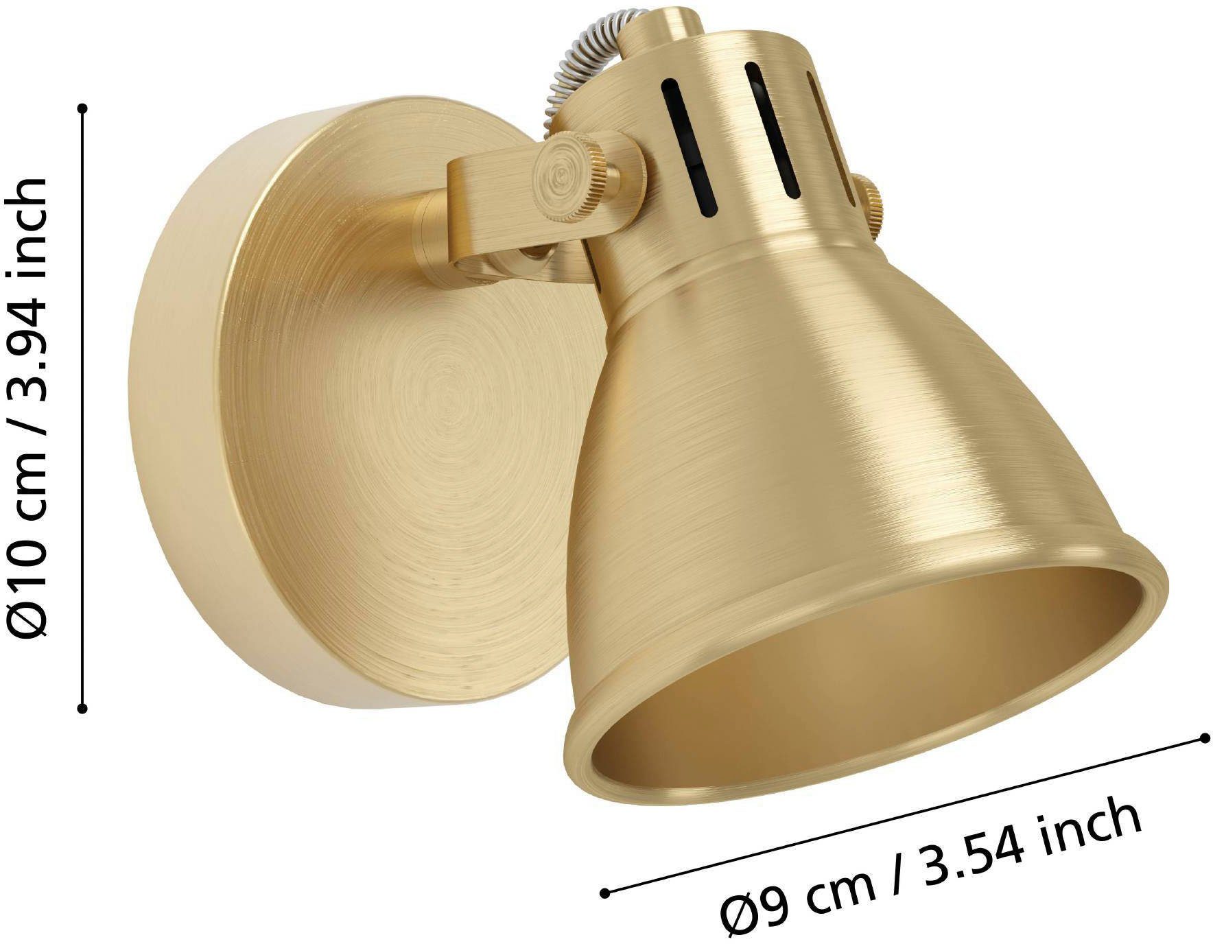 EGLO Deckenspot SERAS Wandstrahler, GU10, IP20, Stahl, Schlafzimmerlampe, Flurlampe, Leuchtmittel wechselbar, ohne Leuchtmittel, Spot goldfarben - Wandsport für Wohnzimme, Flur oder Schlafzimmer