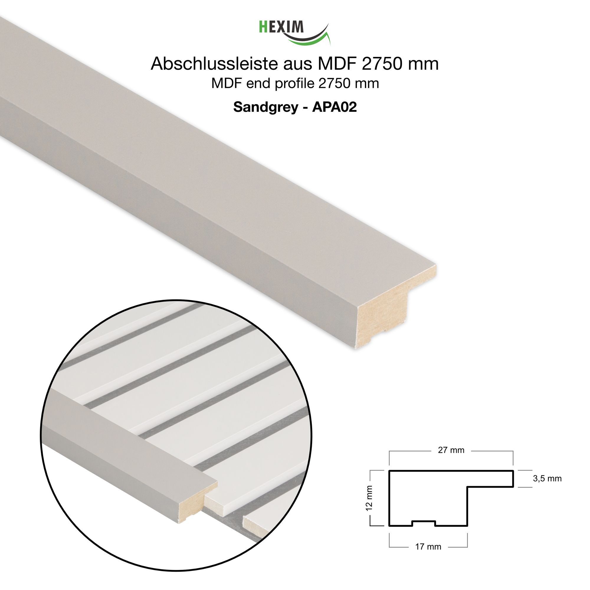 Hexim Wanddekoobjekt APA02 (Abschlussleiste 275x2,7cm passend für unsere Ak günstig online kaufen