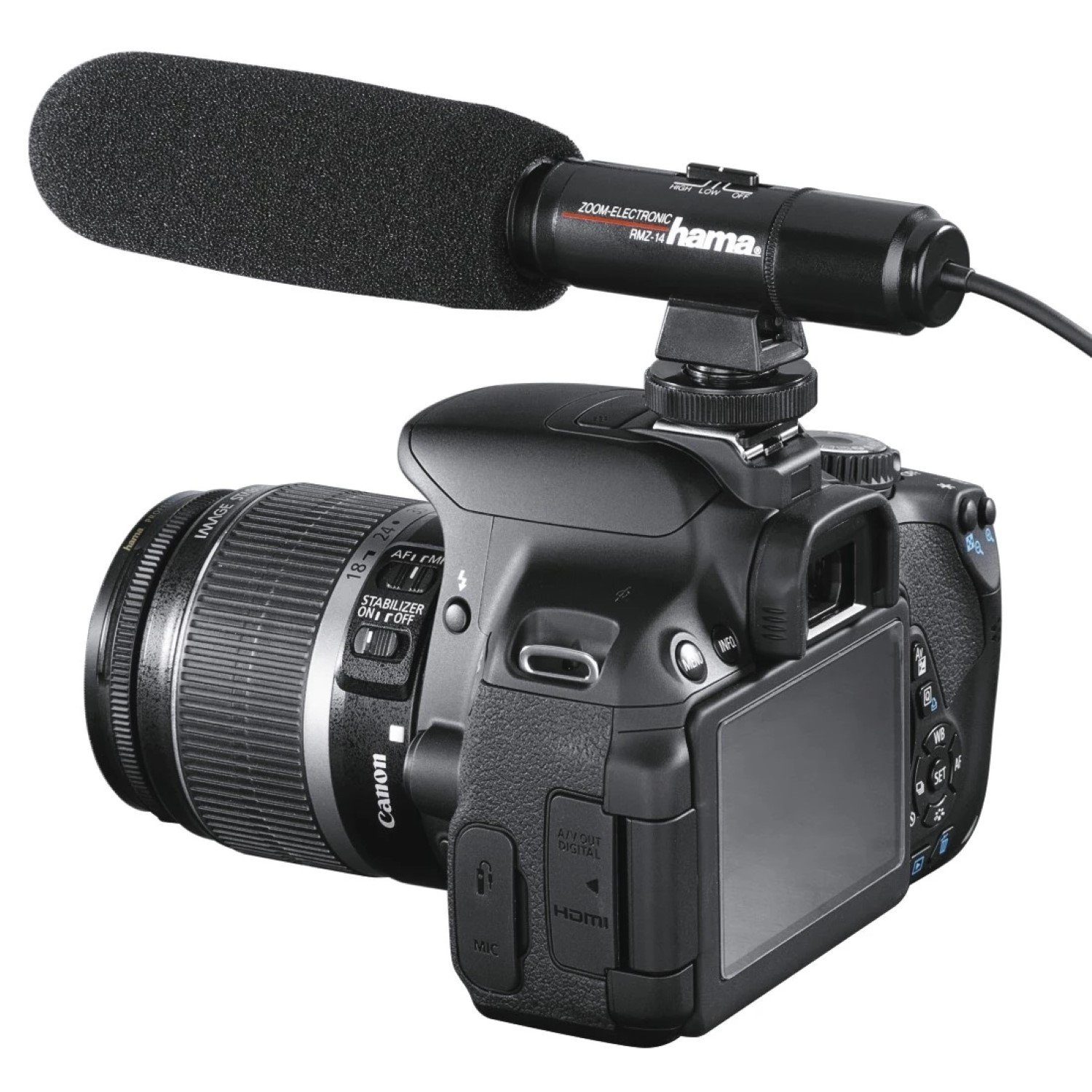 Hama Universal Richtmikrofon RMZ-14 Mikro 3,5mm Blitzgerät, (passend für  Kamera SLR DSLR Camcorder Smartphone etc)