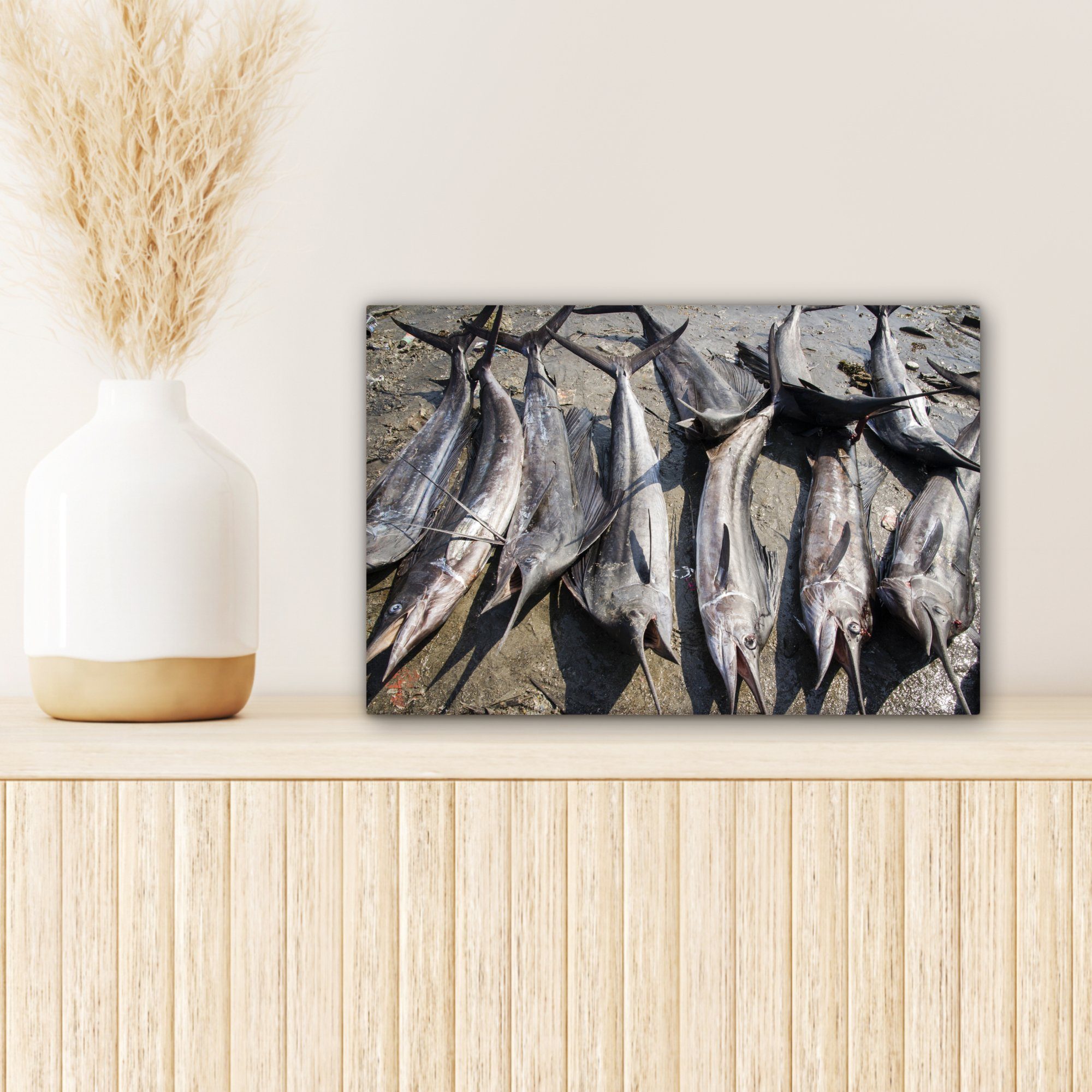 Leinwandbild Aufhängefertig, toten (1 30x20 Reihe Wandbild OneMillionCanvasses® cm Wanddeko, Schwertfischen, von St), Leinwandbilder, Eine