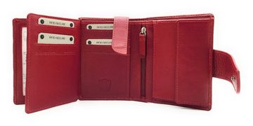 JOCKEY CLUB Geldbörse echt Leder Sicherheits-Portemonnaie mit RFID Schutz, Außenriegel, Innenriegel, Rindleder rot