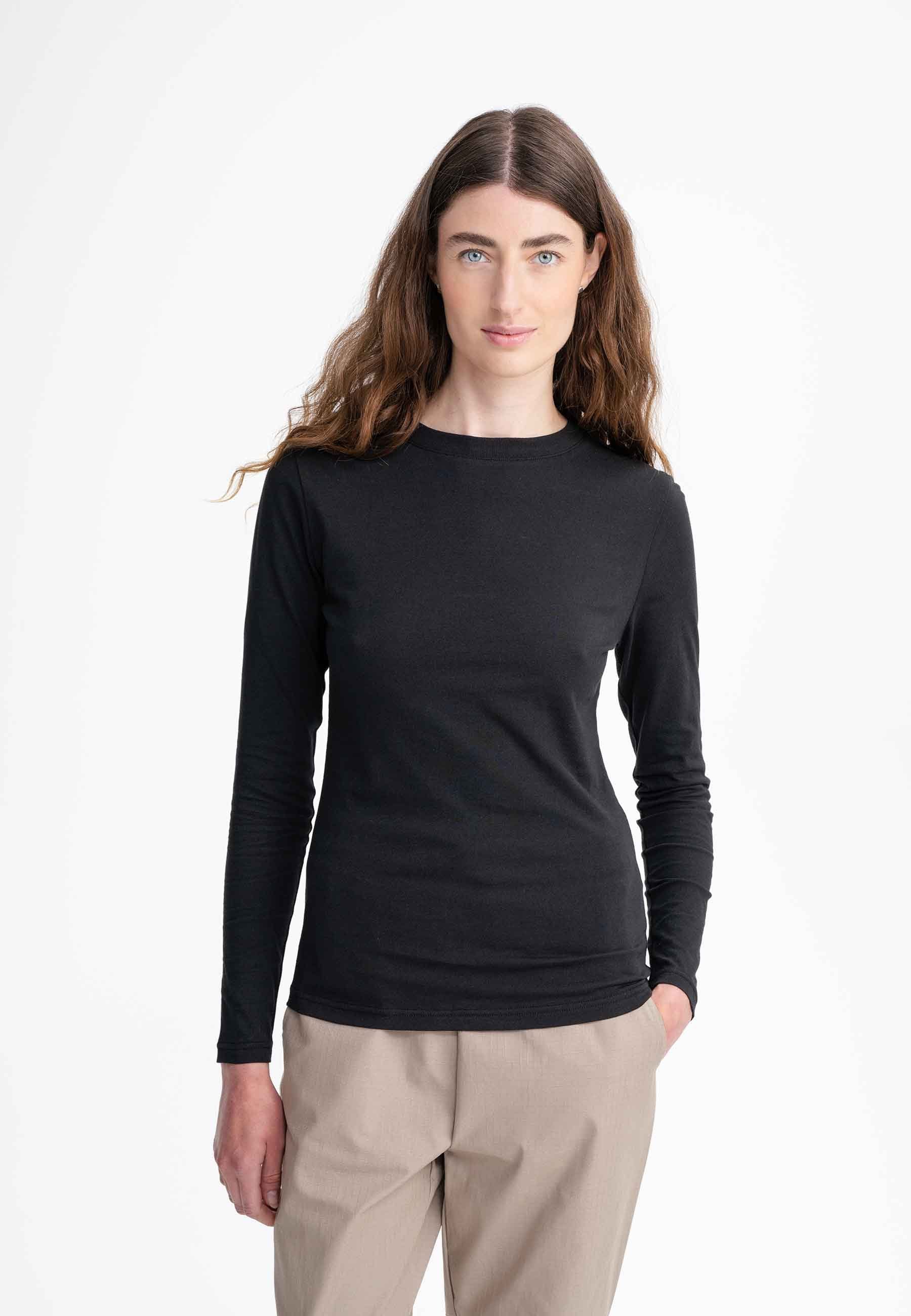 MELA Langarmshirt Damen Basic Langarmshirt DHIVYA