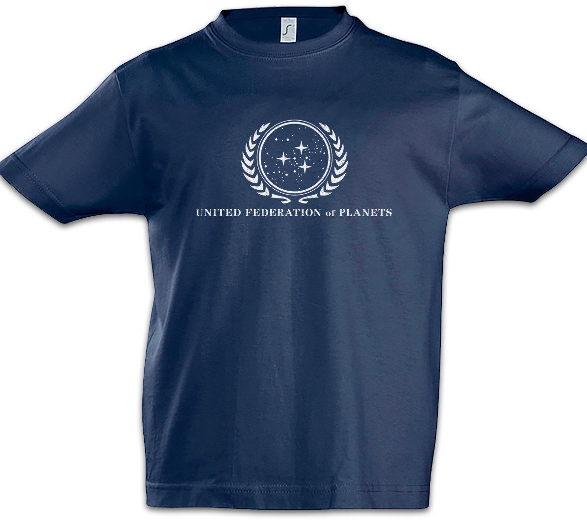 Print-Shirt United Federation Kinder T-Shirt Star Raumschiff Science Fiction